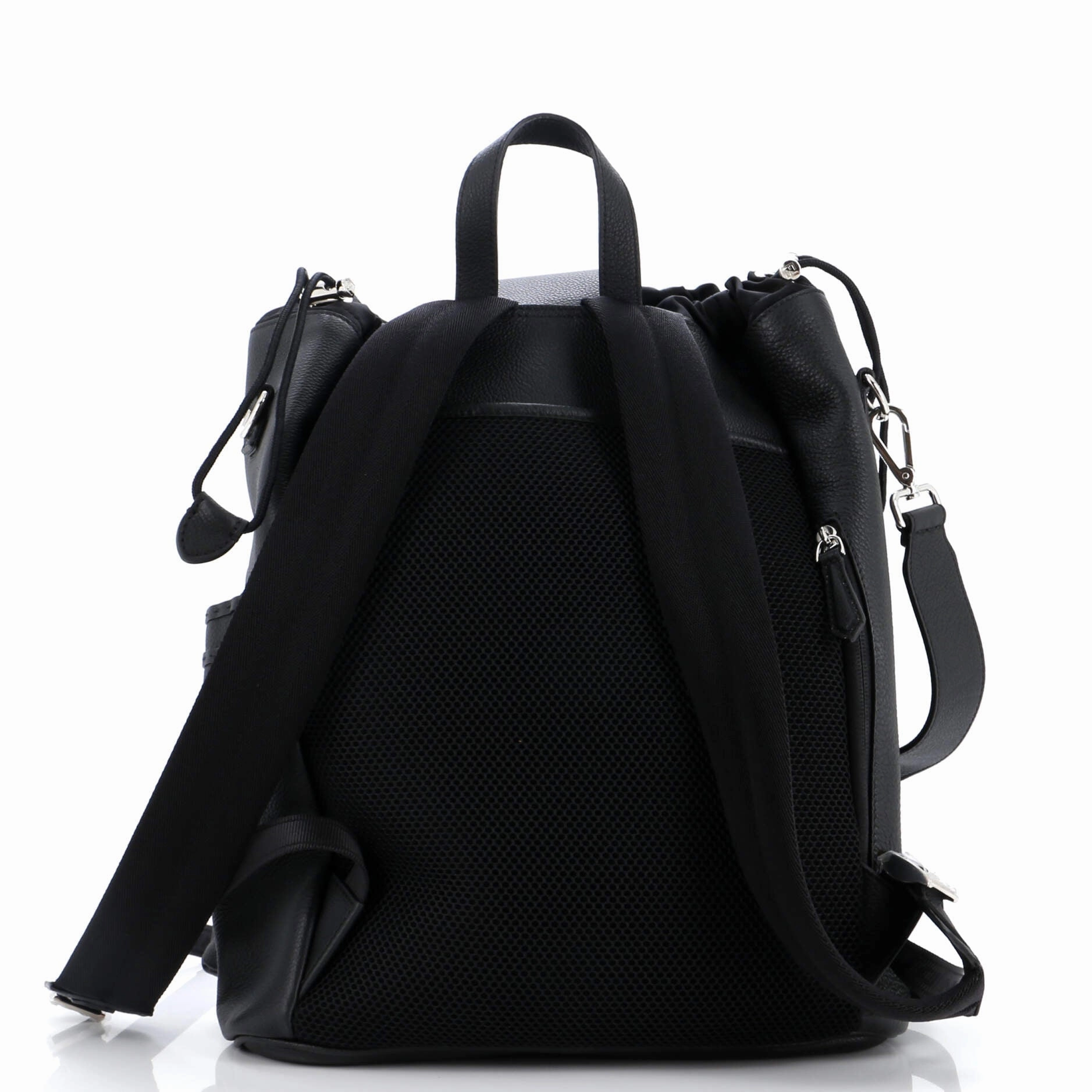 Double Pocket Drawstring Backpack Leather