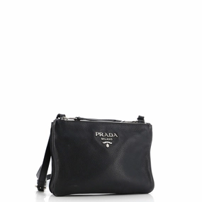 Double Zip Crossbody Bag Vitello Daino Small