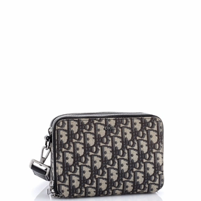 Double Zip Crossbody Pouch Oblique Canvas