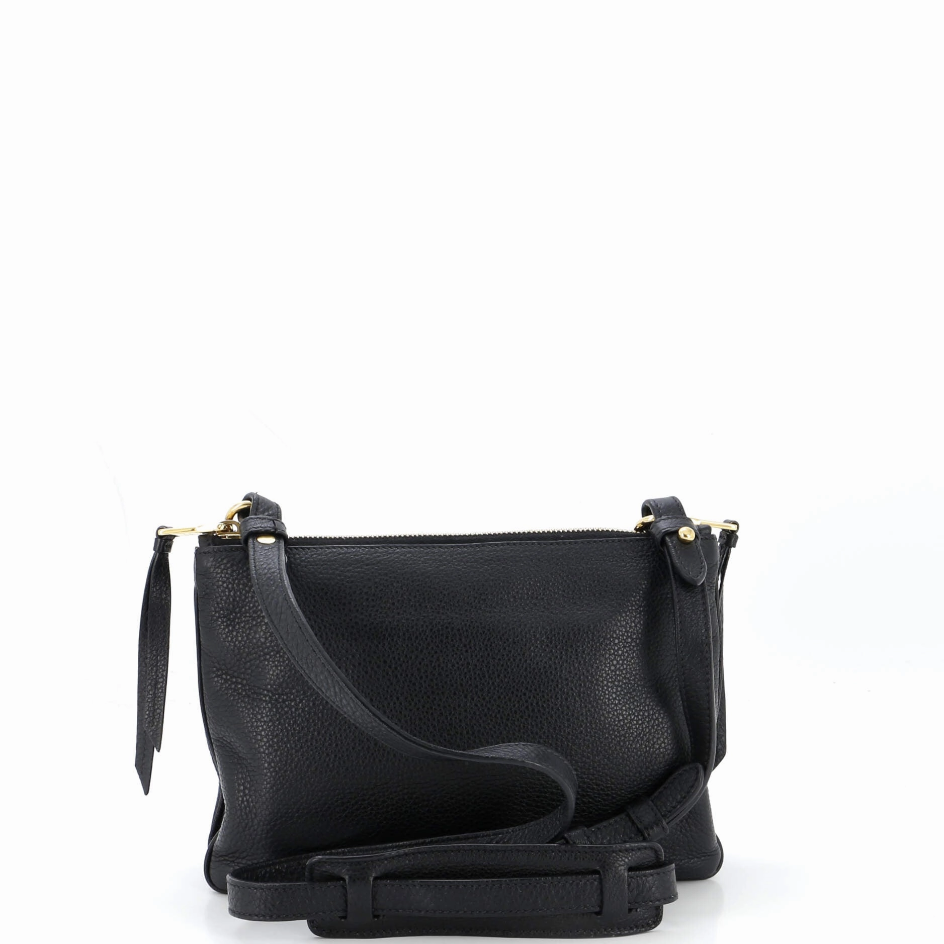 Dual Strap Double Zip Crossbody Bag Vitello Daino Small