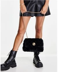 Dune Borg Quilted Faux fur crossbody bag -Black