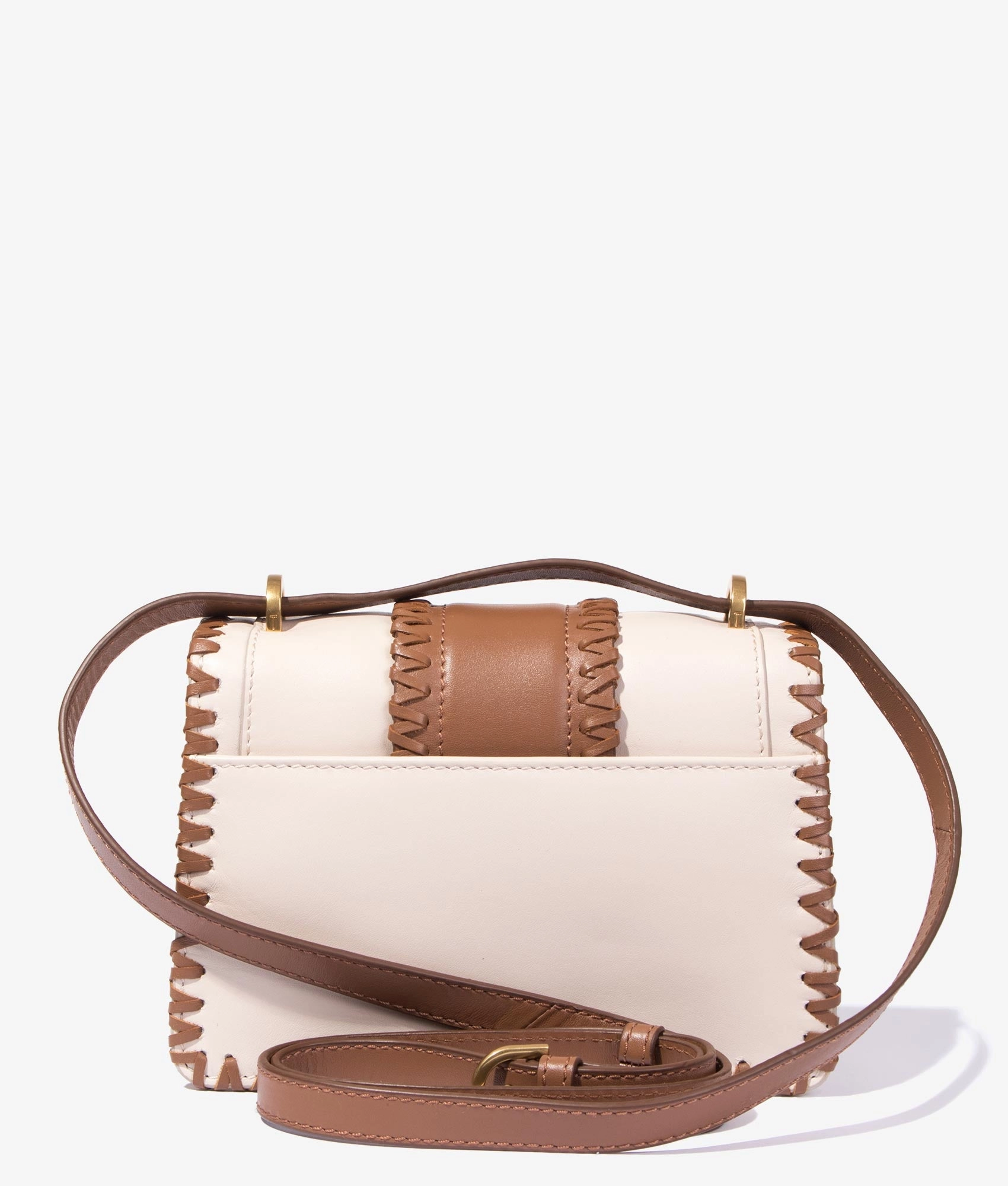 Edasina whipstitch detail mini crossbody in natural