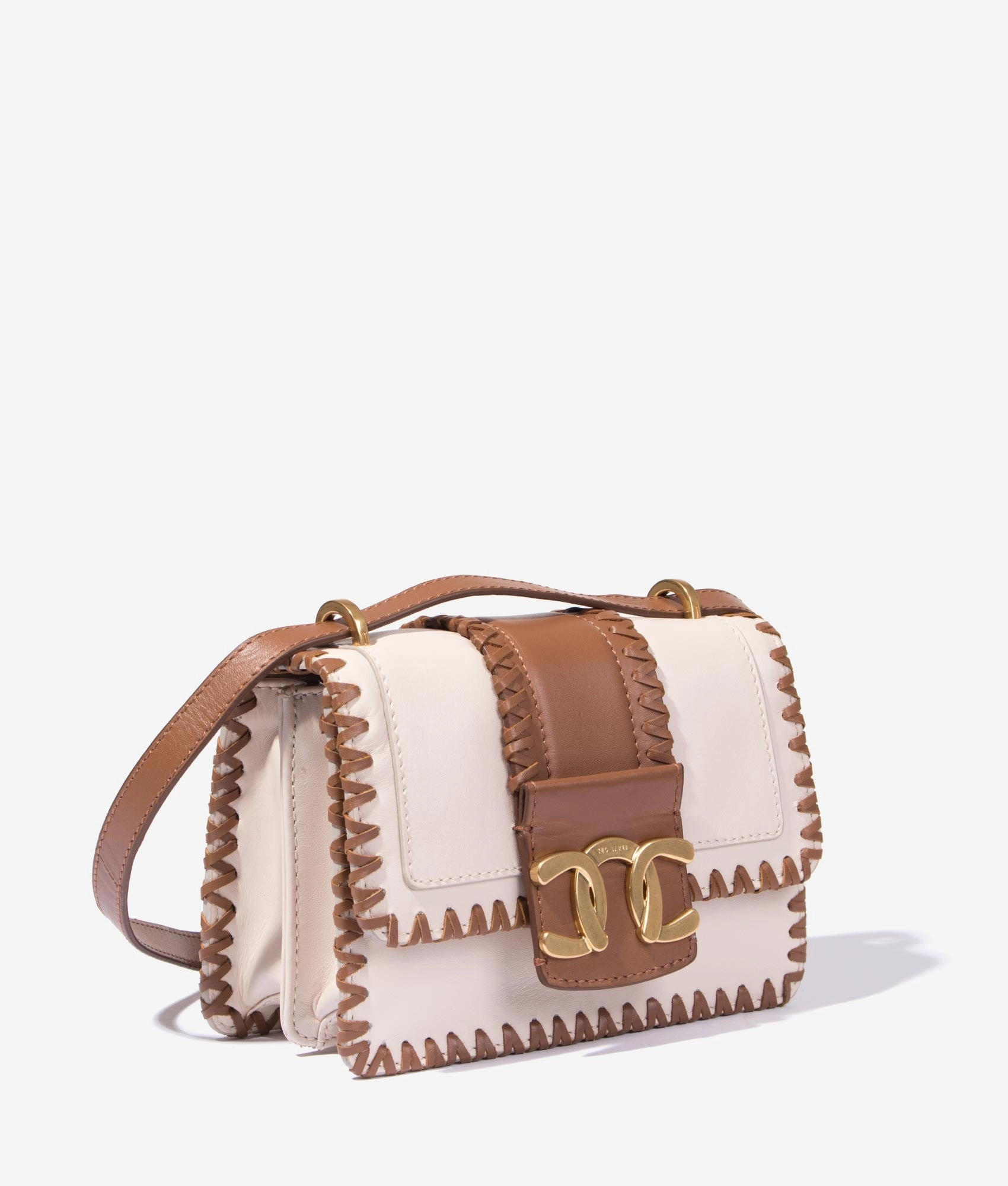 Edasina whipstitch detail mini crossbody in natural