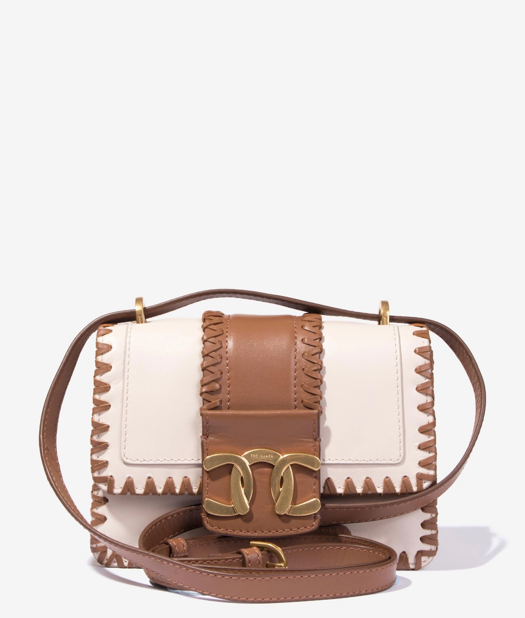 Edasina whipstitch detail mini crossbody in natural