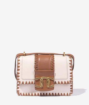 Edasina whipstitch detail mini crossbody in natural