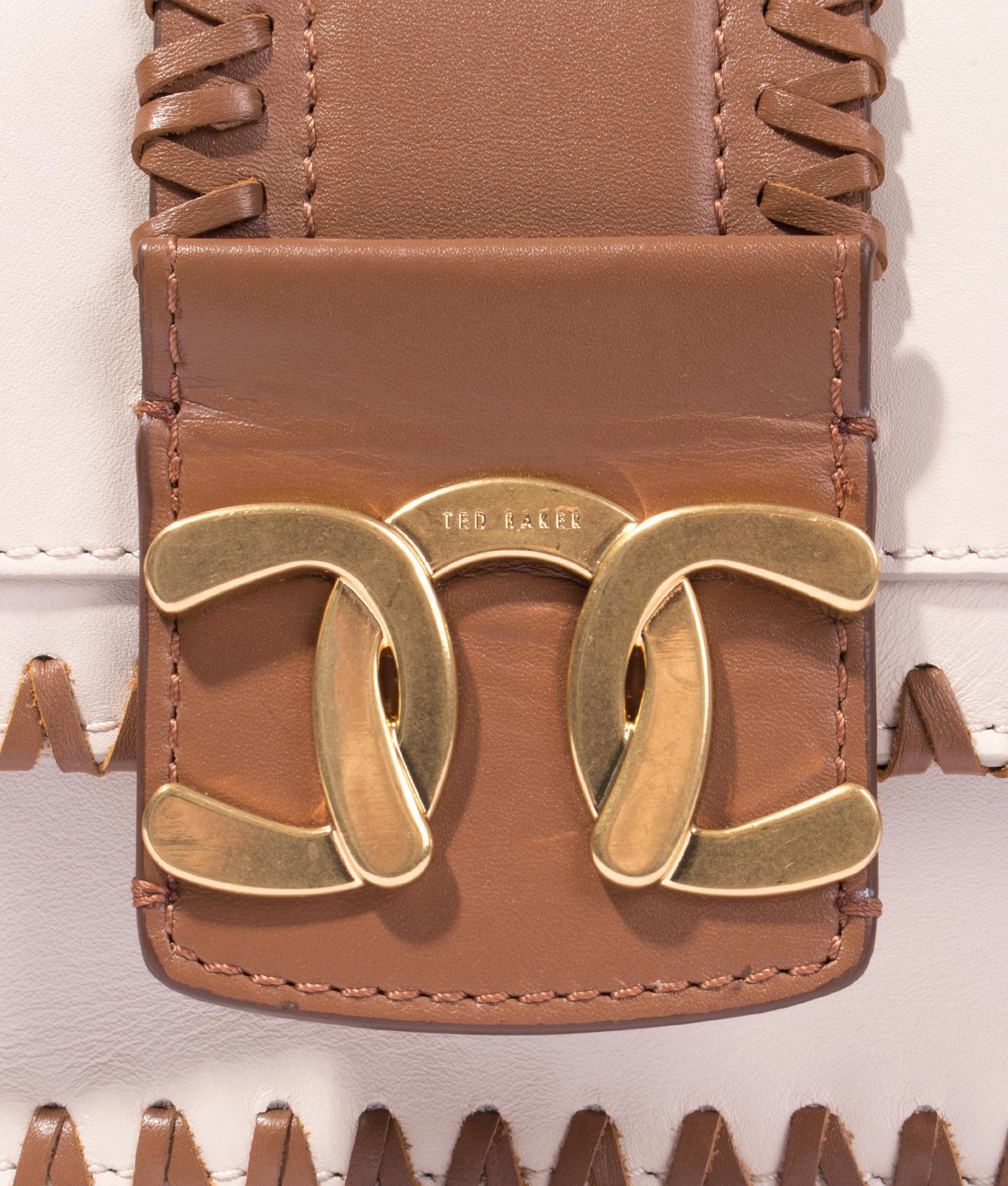 Edasina whipstitch detail mini crossbody in natural