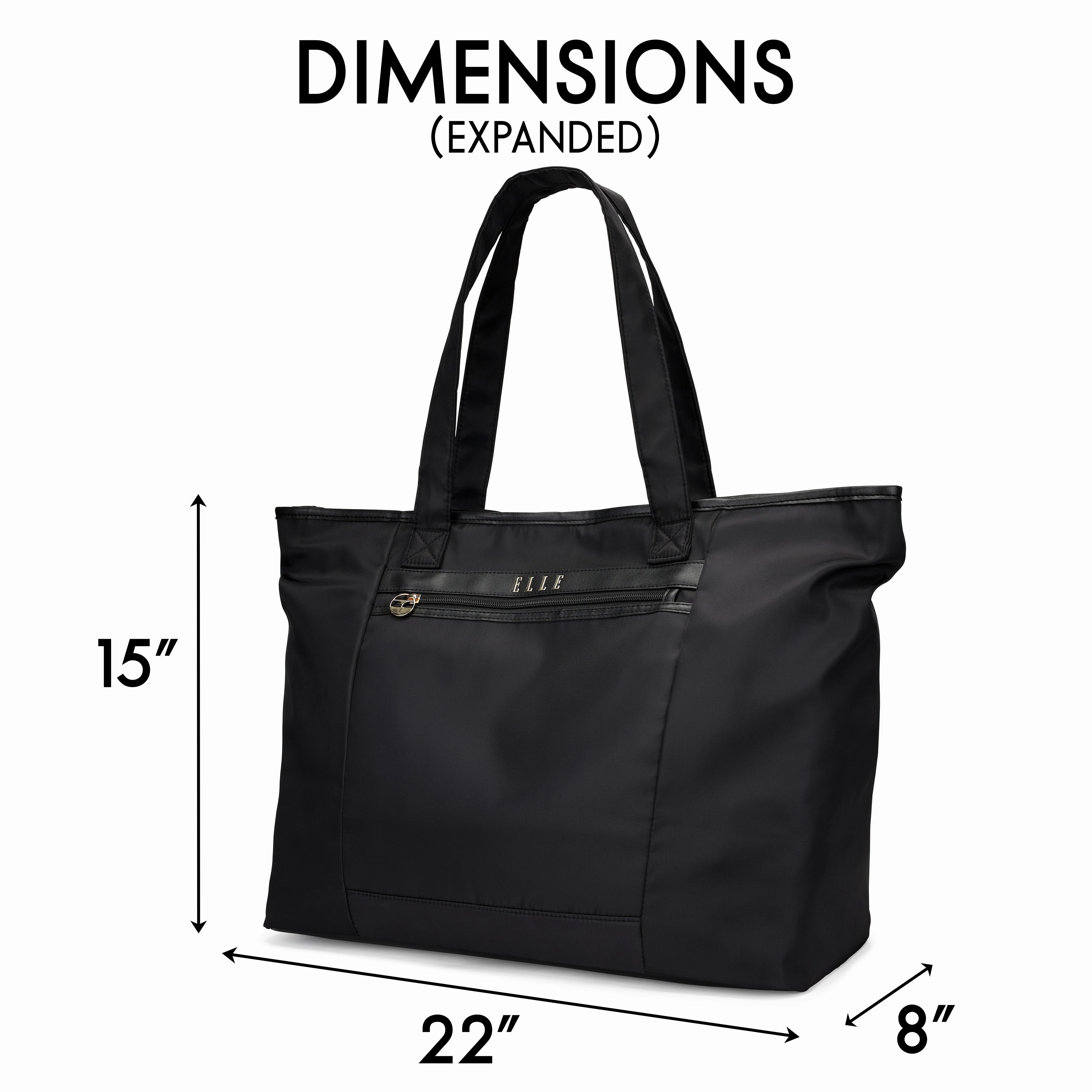 ELLE Rendezvous 38L Twill Weekender Tote Bag | Black