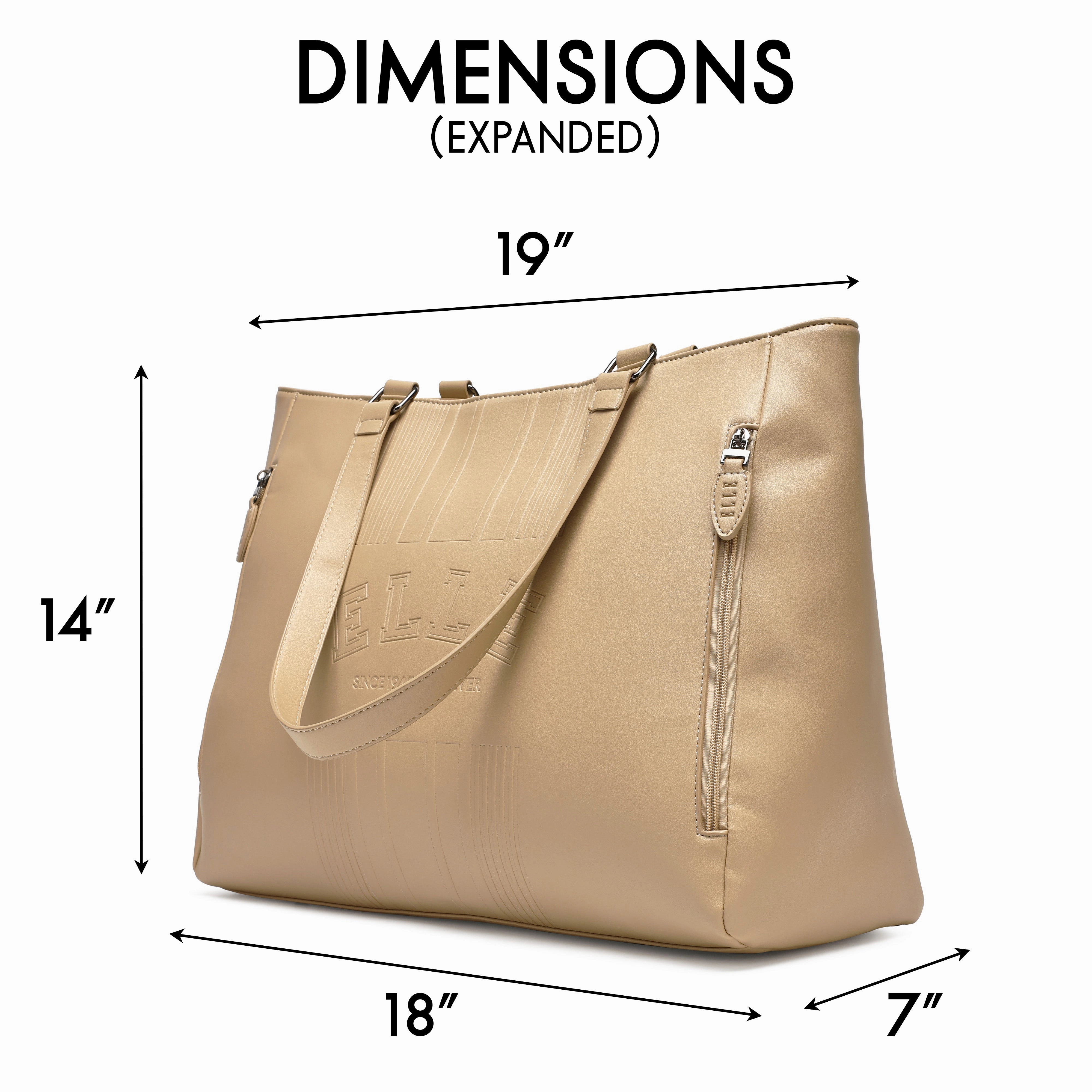 ELLE Roamer 24L Vegan Leather Weekender Tote Bag | Nude