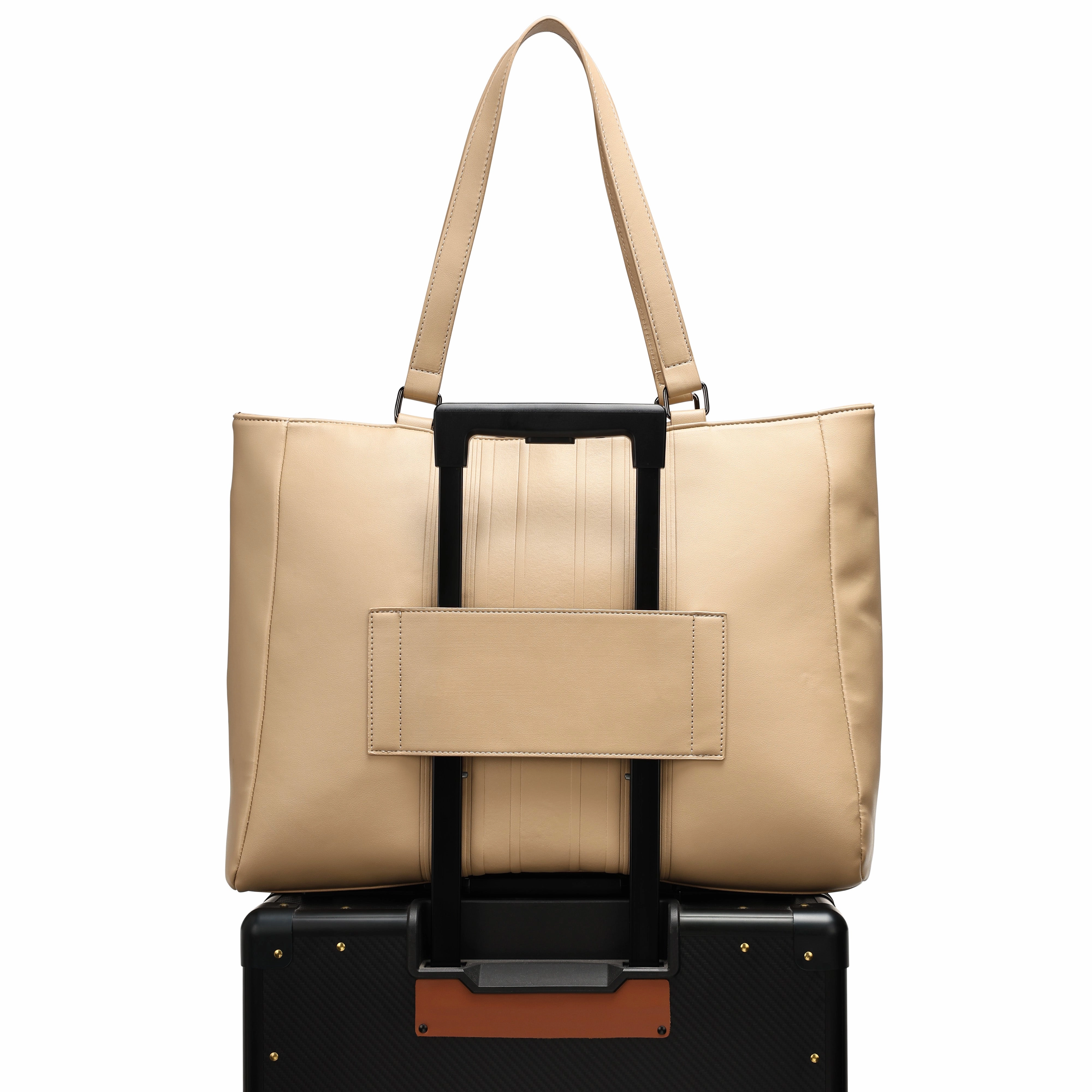 ELLE Roamer 24L Vegan Leather Weekender Tote Bag | Nude