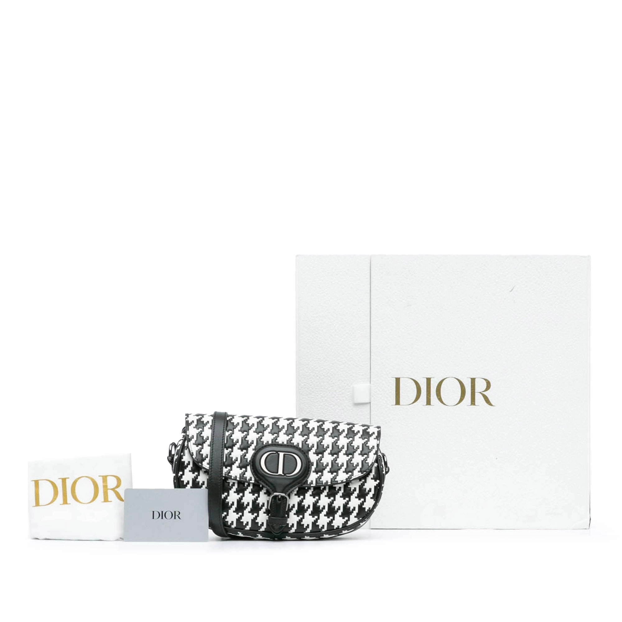 Embossed Calfskin Houndstooth Bobby East West Crossbody