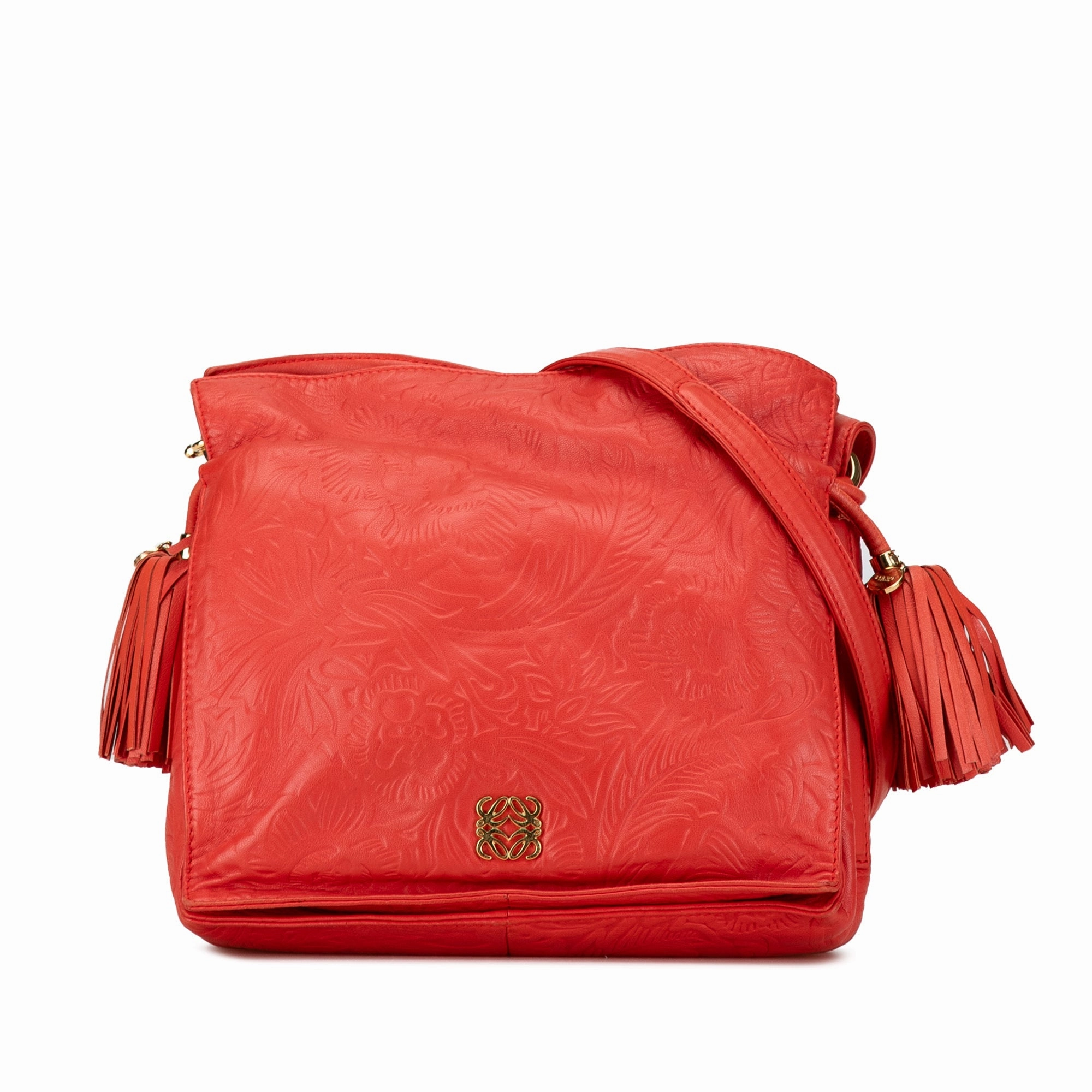 Embossed Flamenco Tassel Crossbody