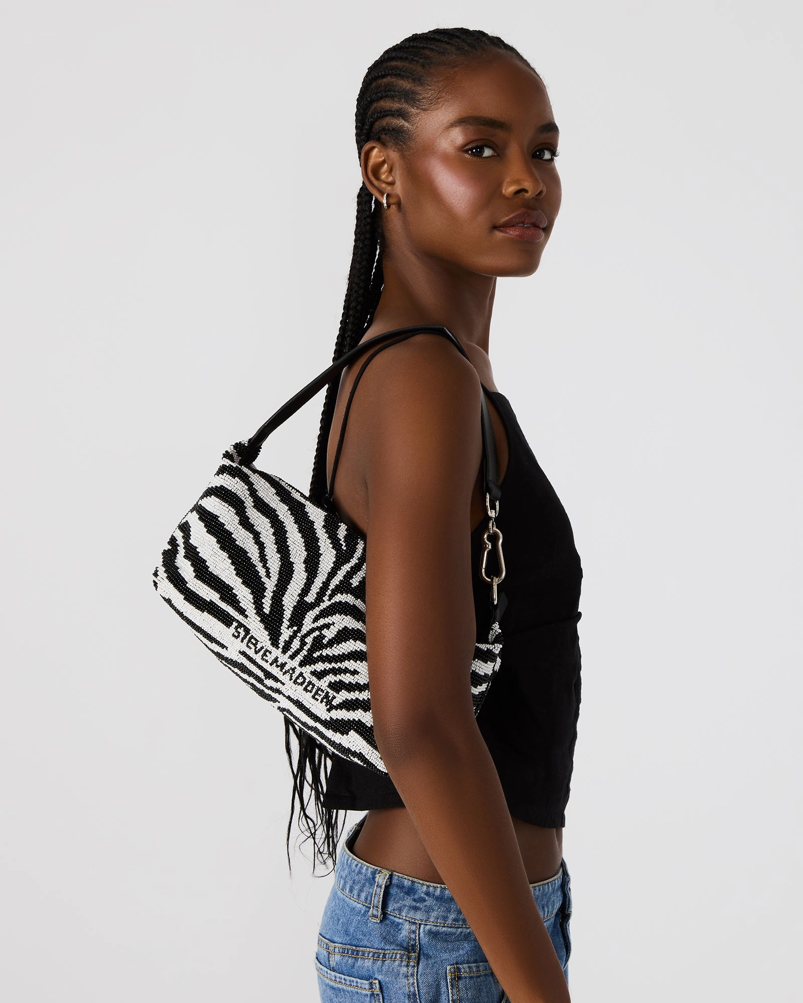 EMERSYN BEADED BAG ZEBRA