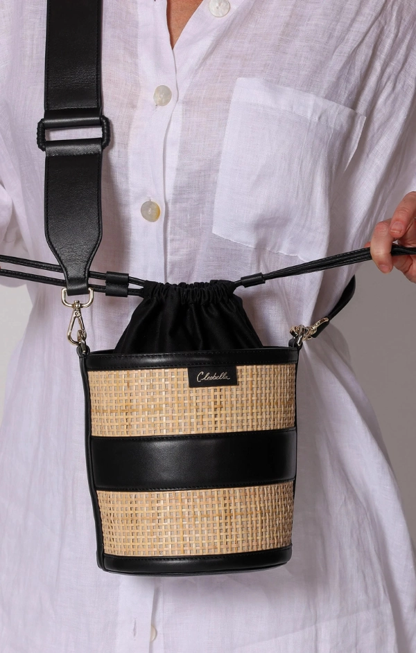 Emery Rattan Bucket Bag