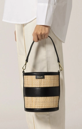 Emery Rattan Bucket Bag