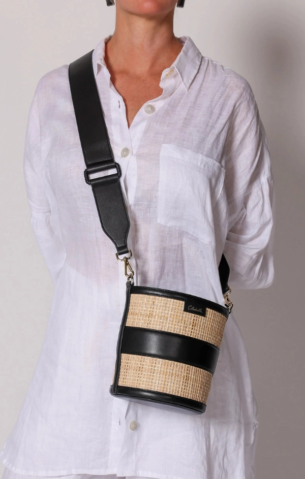 Emery Rattan Bucket Bag