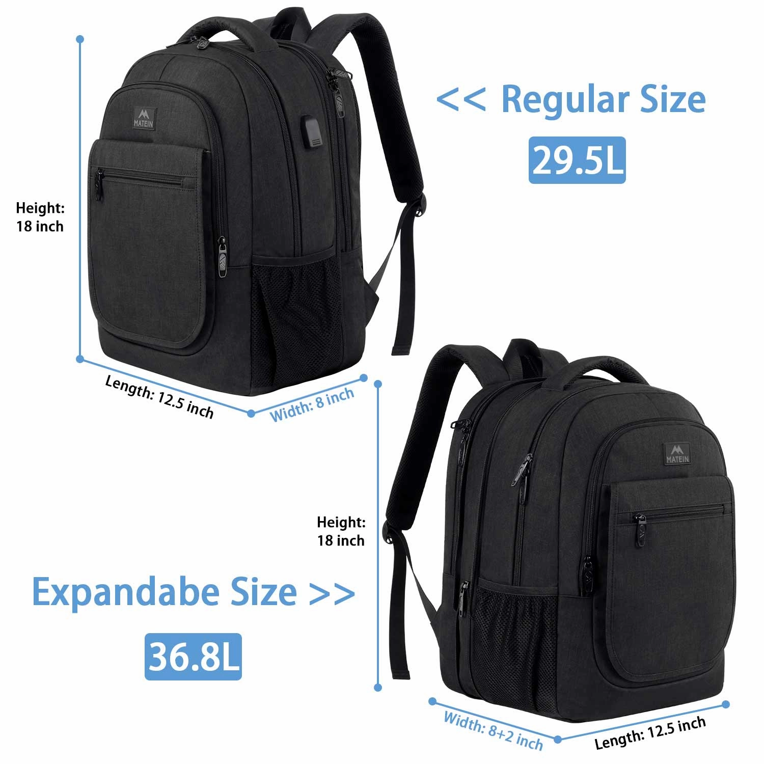 Expandable Travel Laptop Backpack