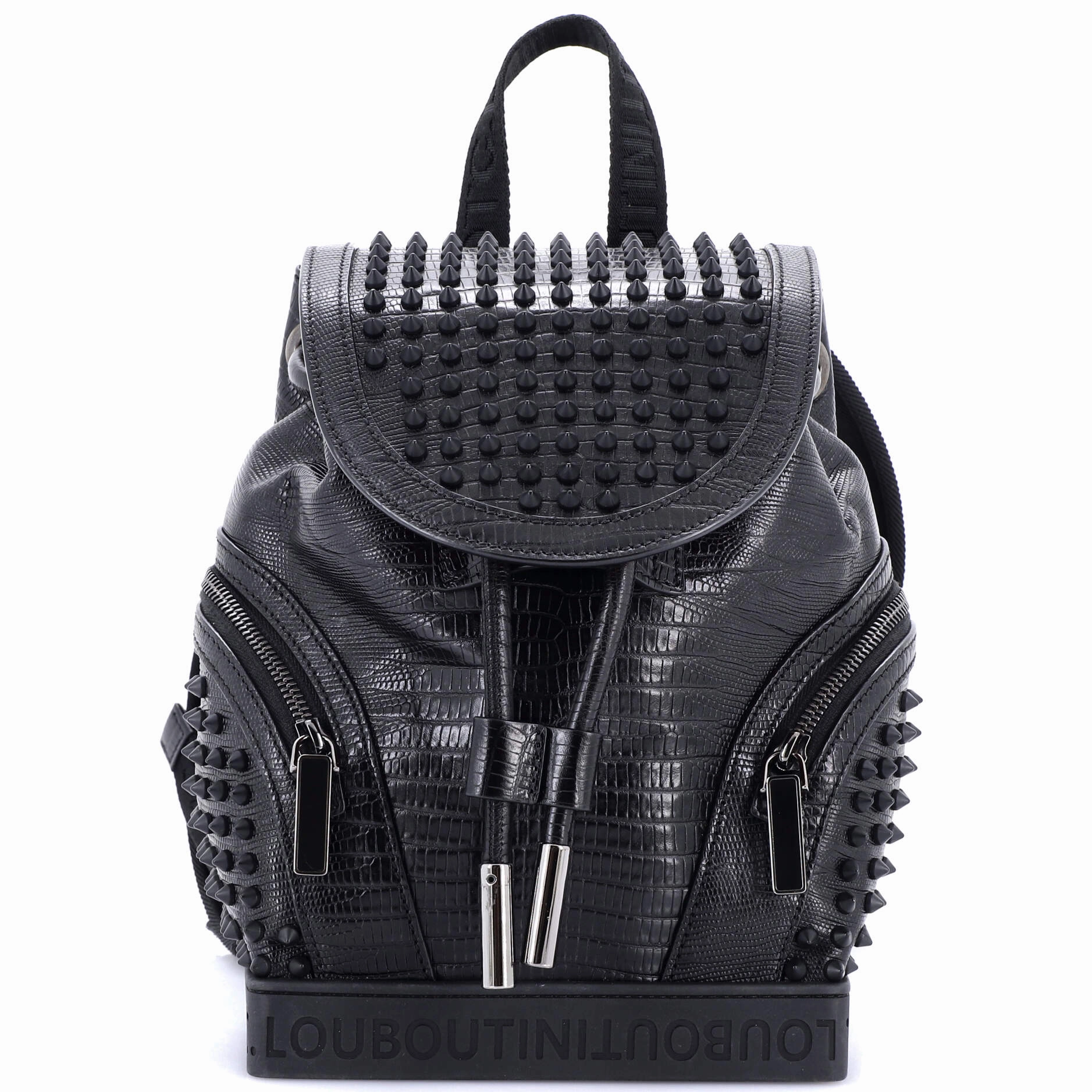 Explorafunk Backpack Crocodile Embossed Spiked Leather Small