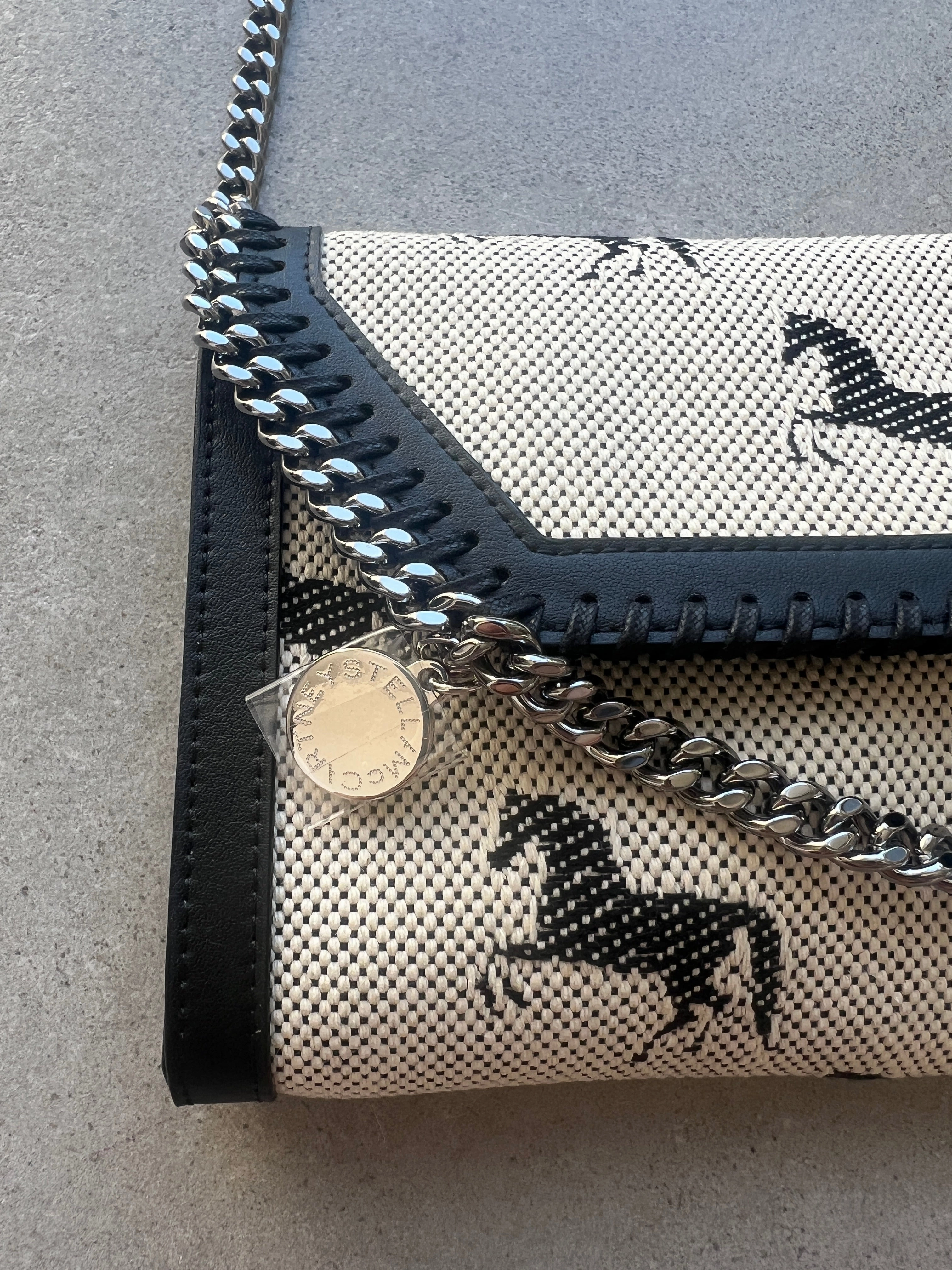 Falabella WOC Horses Jacquard Fabric, Cream/Black