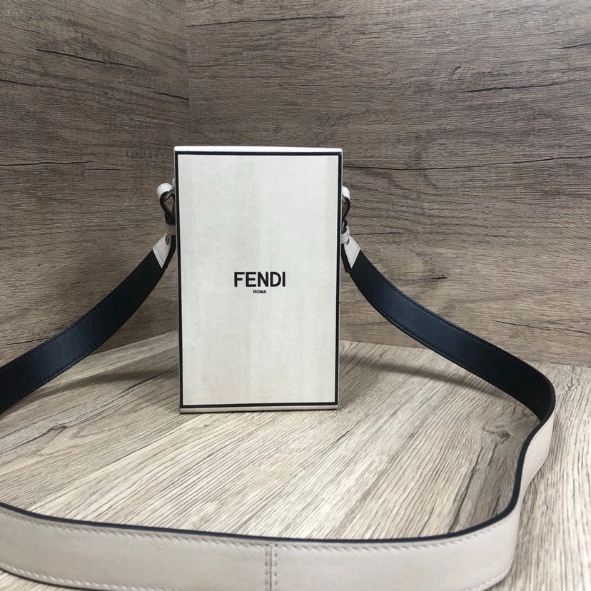 Fendi Beige Box-Style Crossbody Bag Medium
