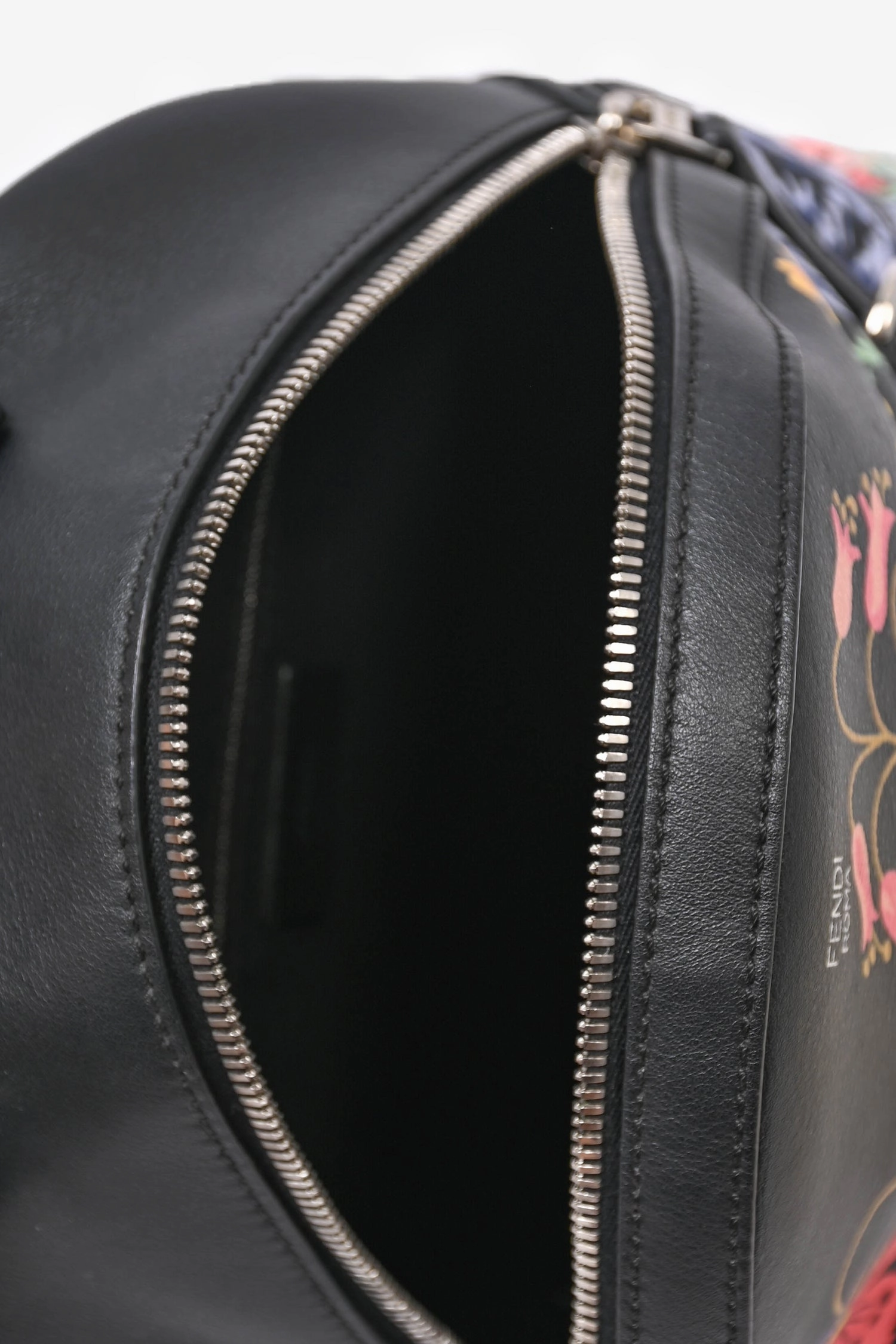 Fendi Black Floral Print Mini Backpack
