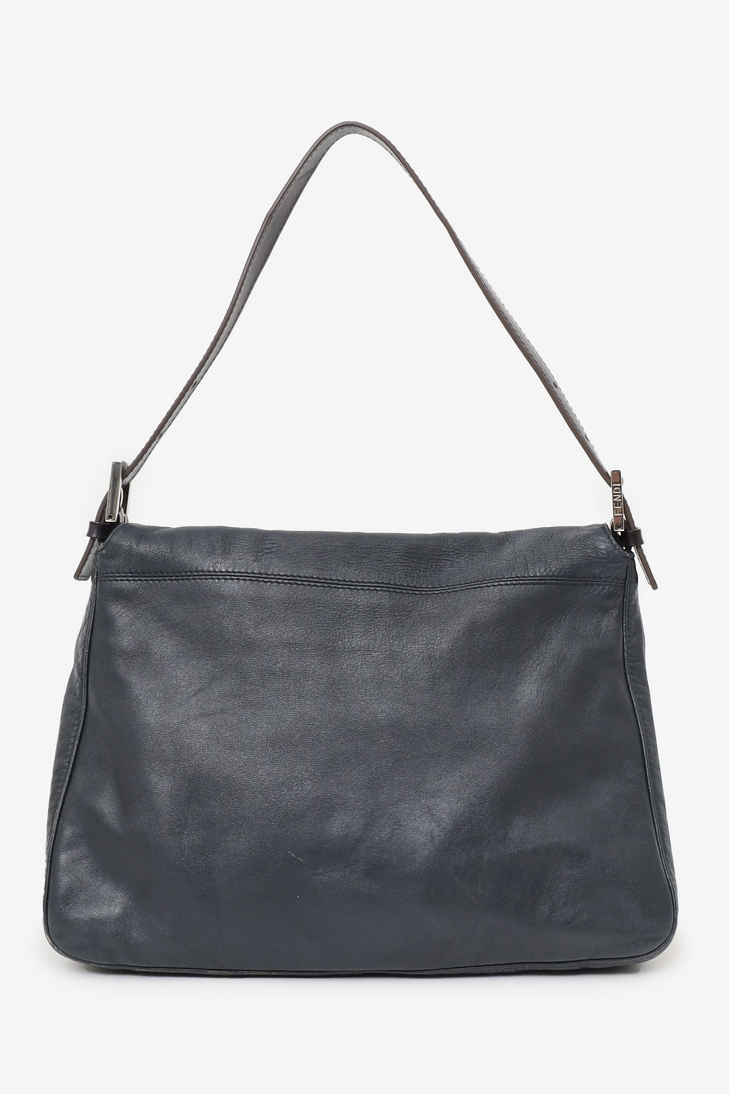 Fendi Black Leather Large Baguette Shoulder Bag