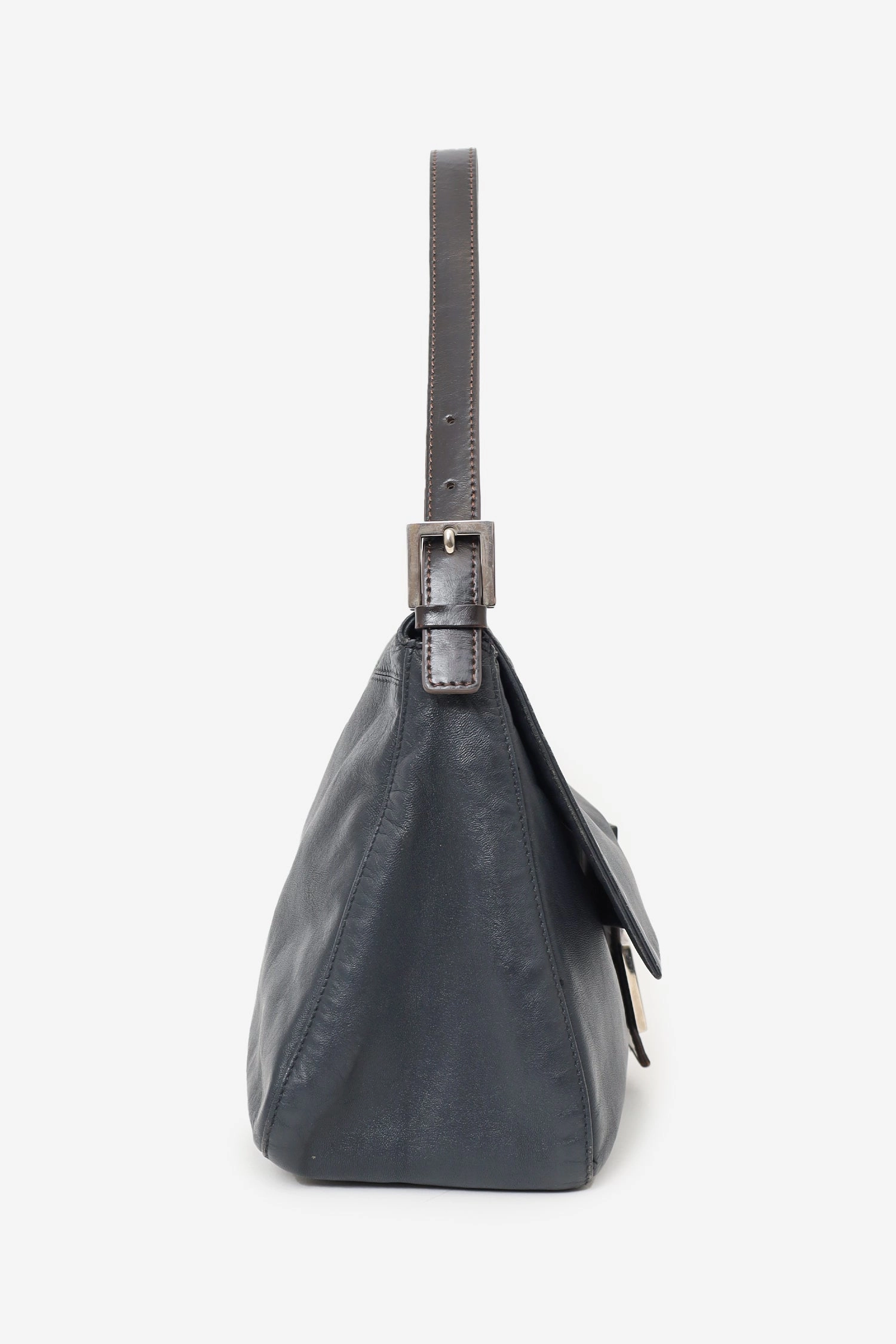 Fendi Black Leather Large Baguette Shoulder Bag
