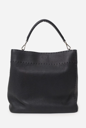Fendi Black Leather Selleria Anna Bucket Bag