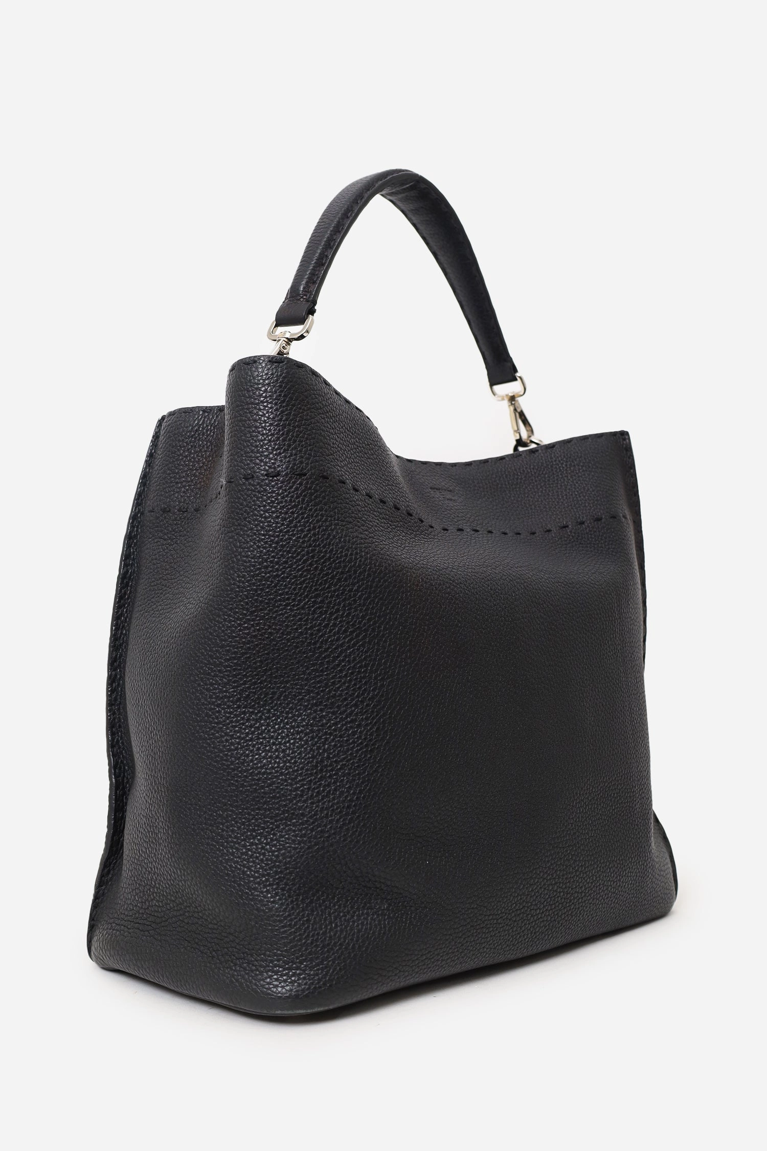 Fendi Black Leather Selleria Anna Bucket Bag