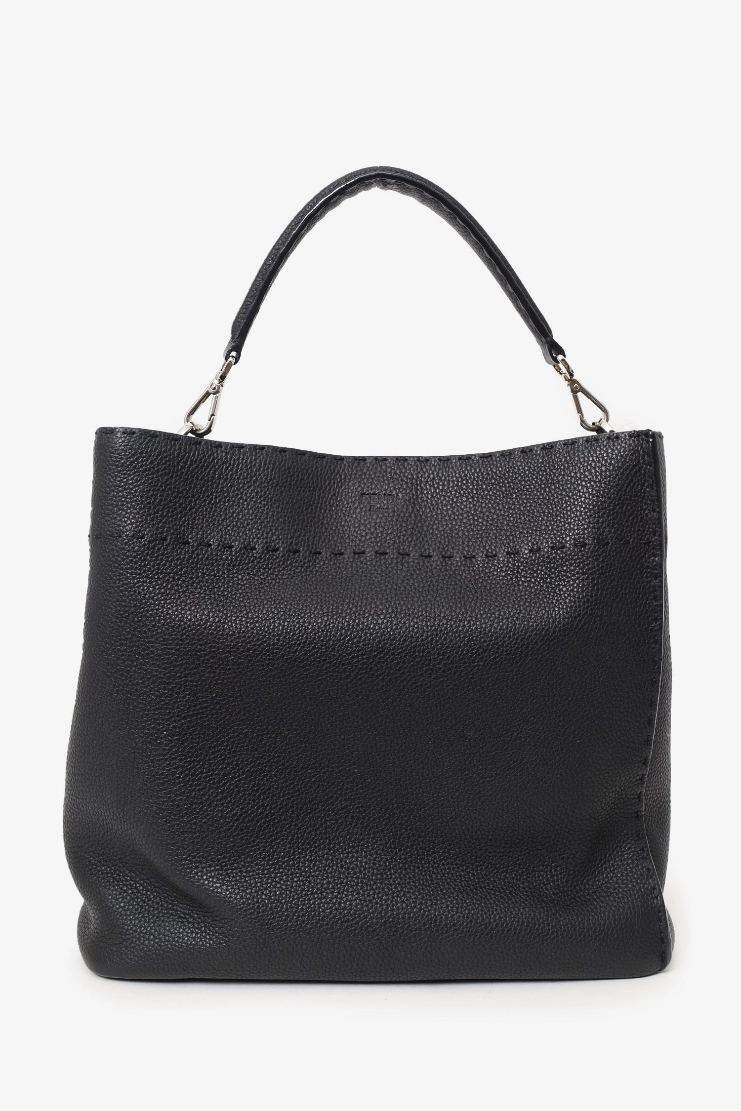 Fendi Black Leather Selleria Anna Bucket Bag