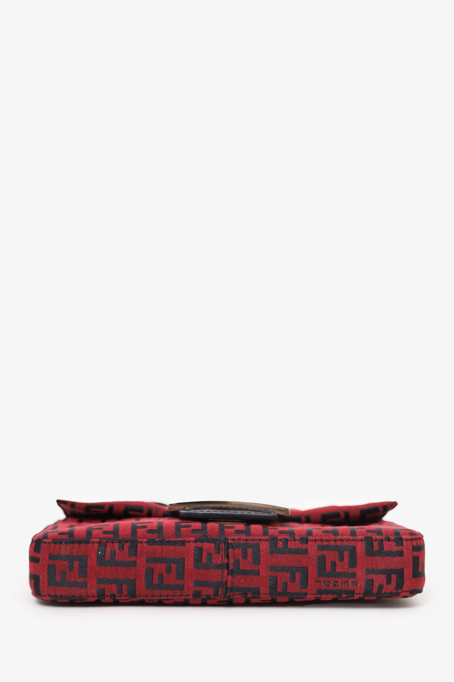 Fendi Black/Red Canvas Zucchino Baguette Shoulder Bag