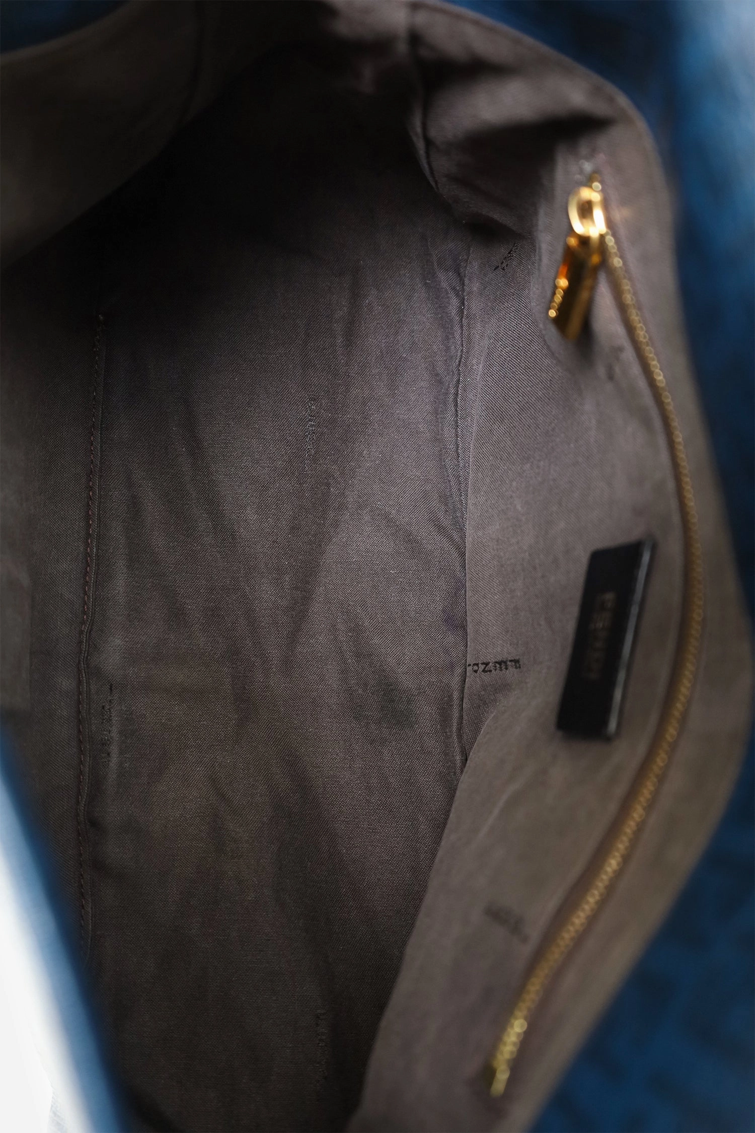Fendi Blue Zucchino Coated Canvas Mama Baguette Shoulder Bag