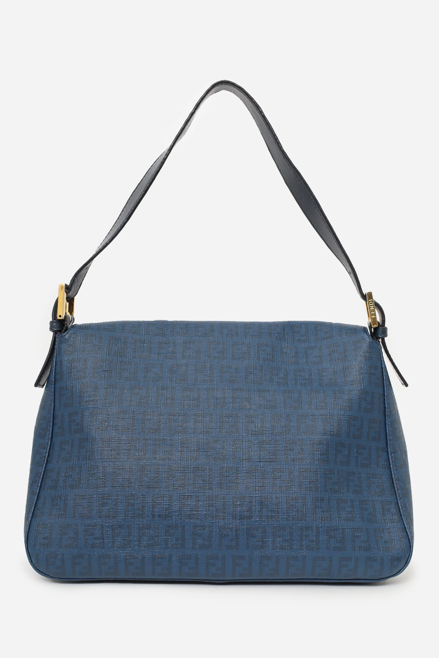 Fendi Blue Zucchino Coated Canvas Mama Baguette Shoulder Bag
