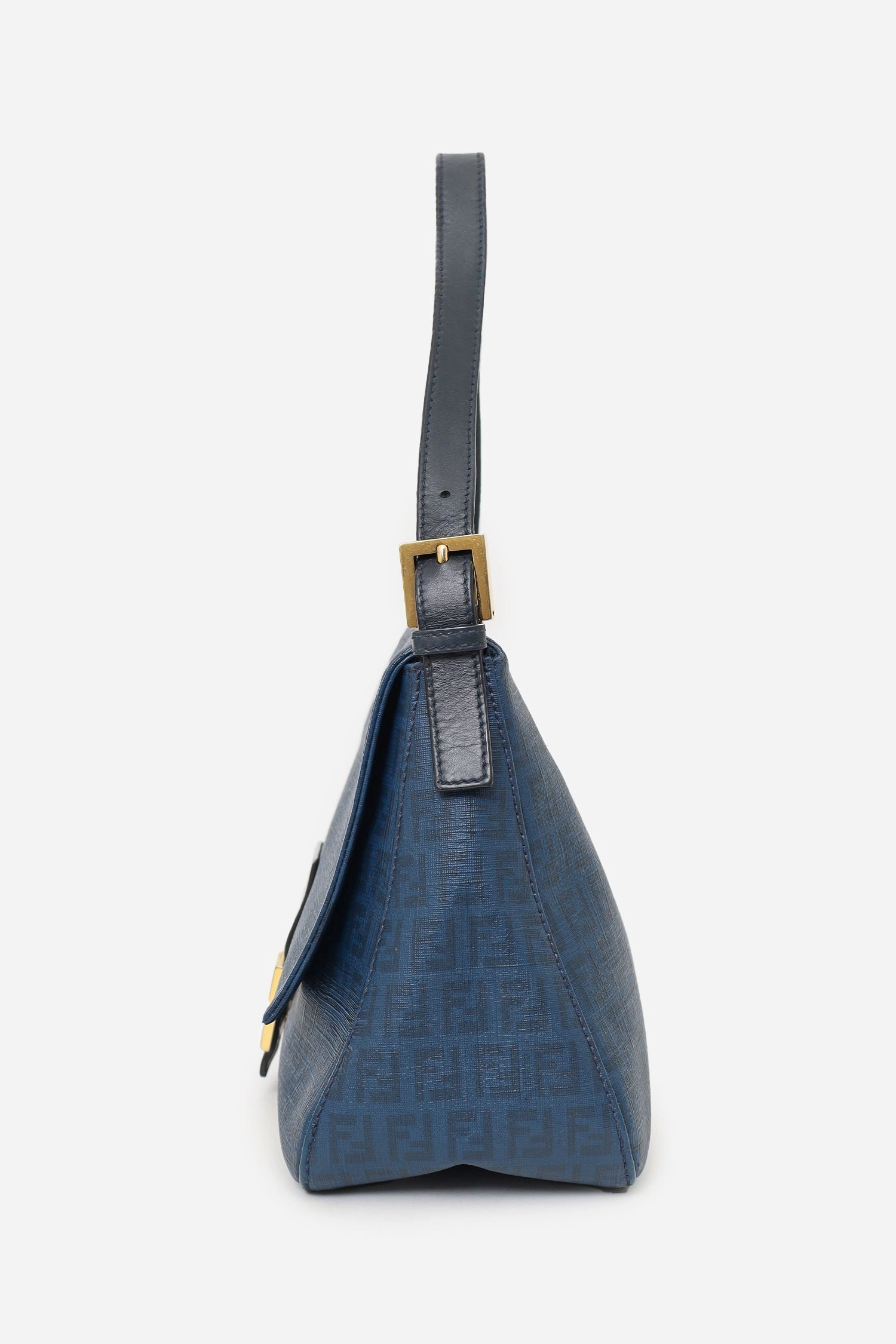 Fendi Blue Zucchino Coated Canvas Mama Baguette Shoulder Bag
