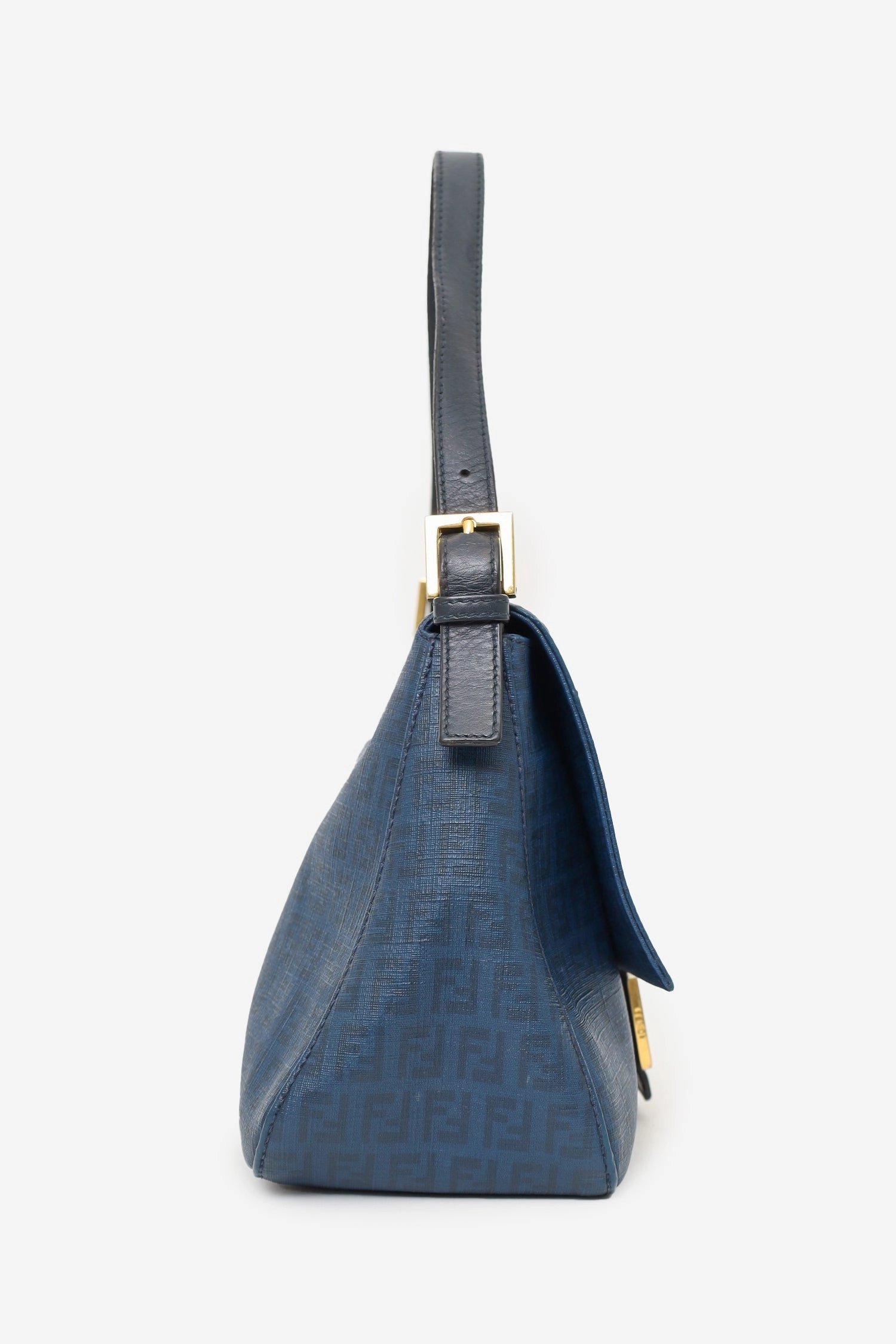 Fendi Blue Zucchino Coated Canvas Mama Baguette Shoulder Bag