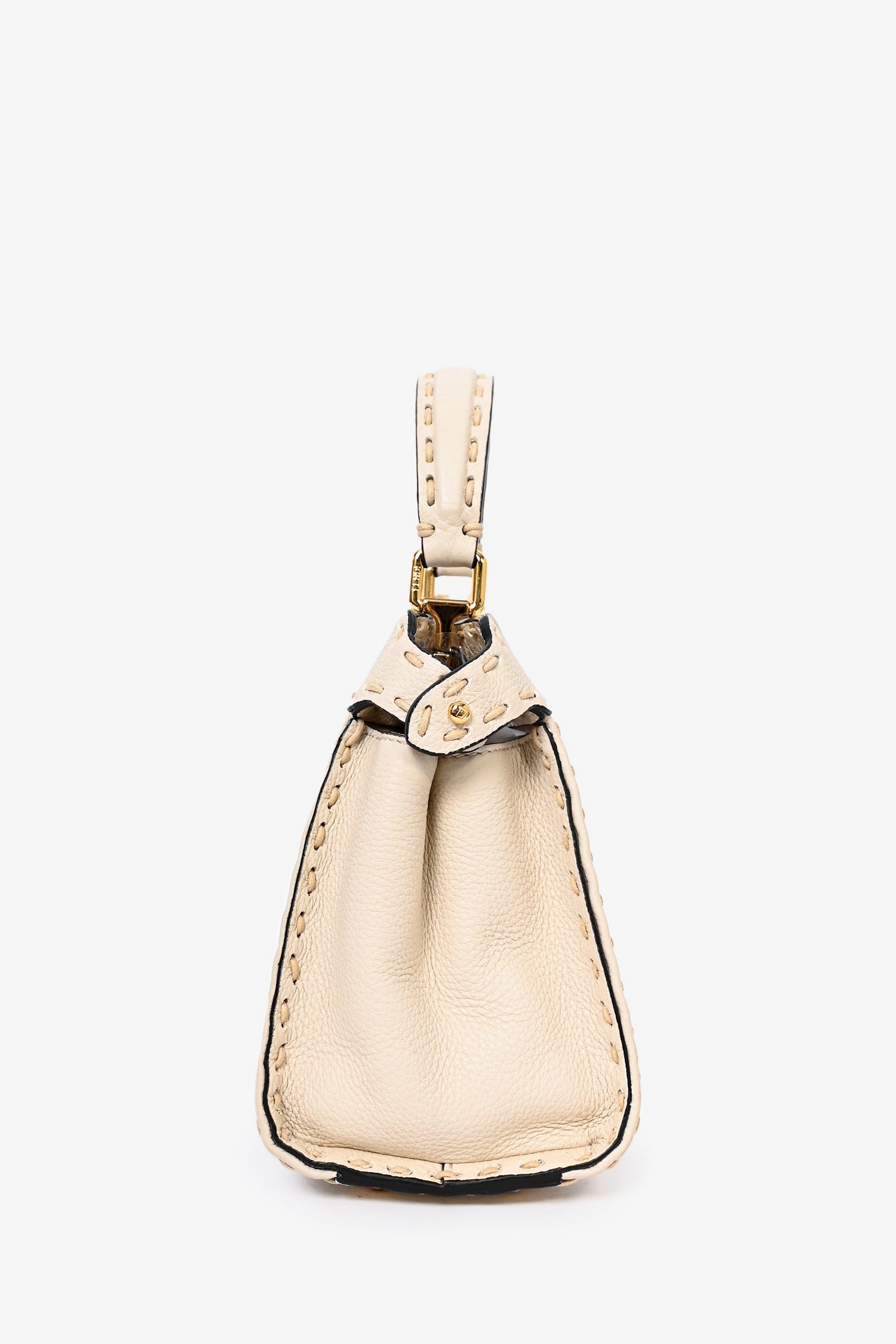 Fendi Cream Leather Astrology Embroidered Canvas Mini Peekaboo Top Handle