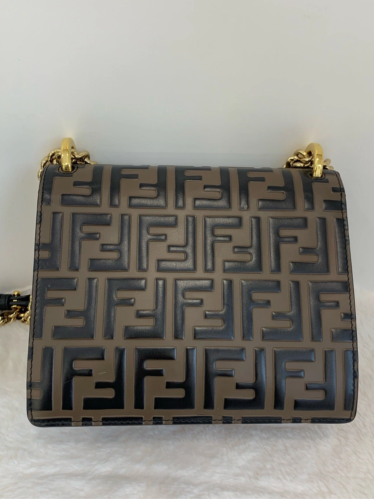 Fendi FF Mon Tresor Shoulder Bag in Black Canvas