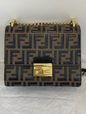 Fendi FF Mon Tresor Shoulder Bag in Black Canvas