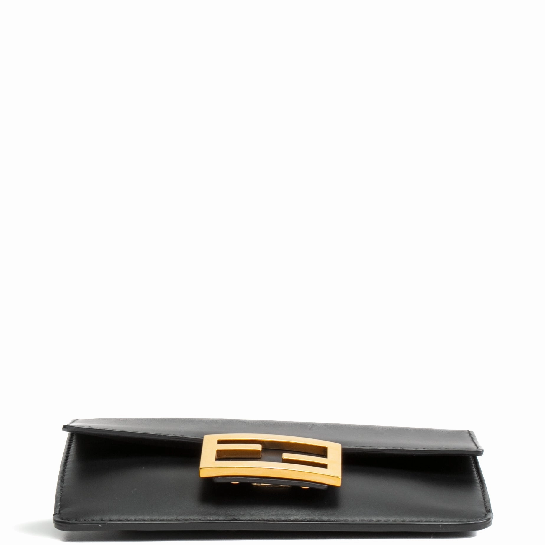 FENDI Flat Baguette Leather Mini Crossbody- Black