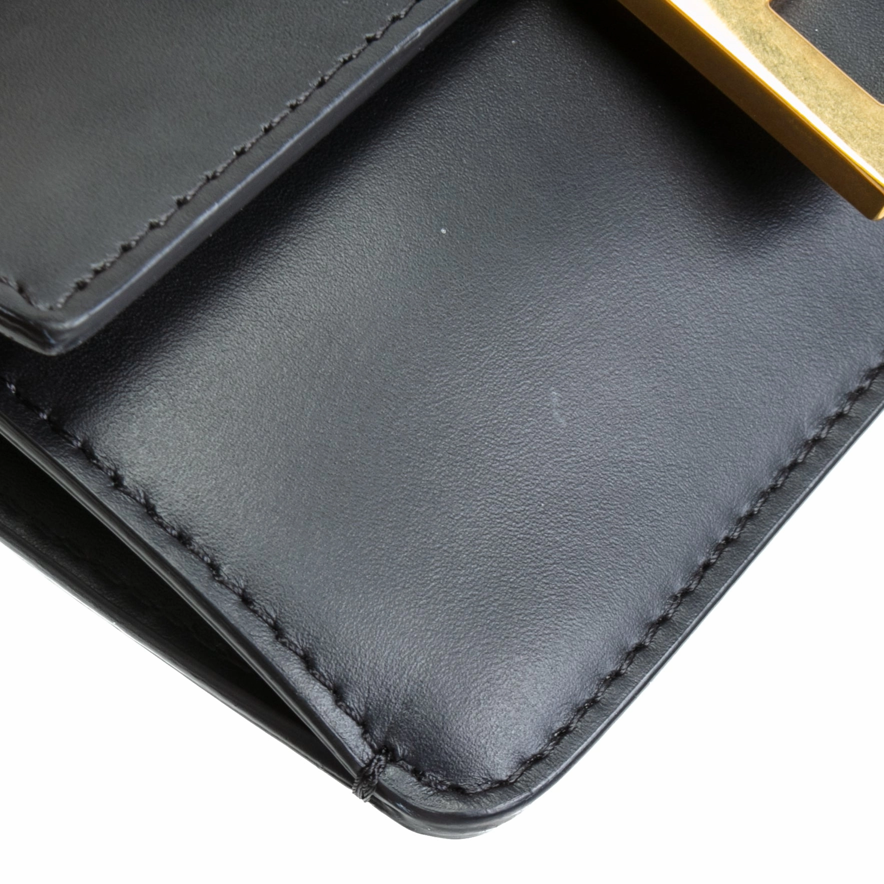 FENDI Flat Baguette Leather Mini Crossbody- Black