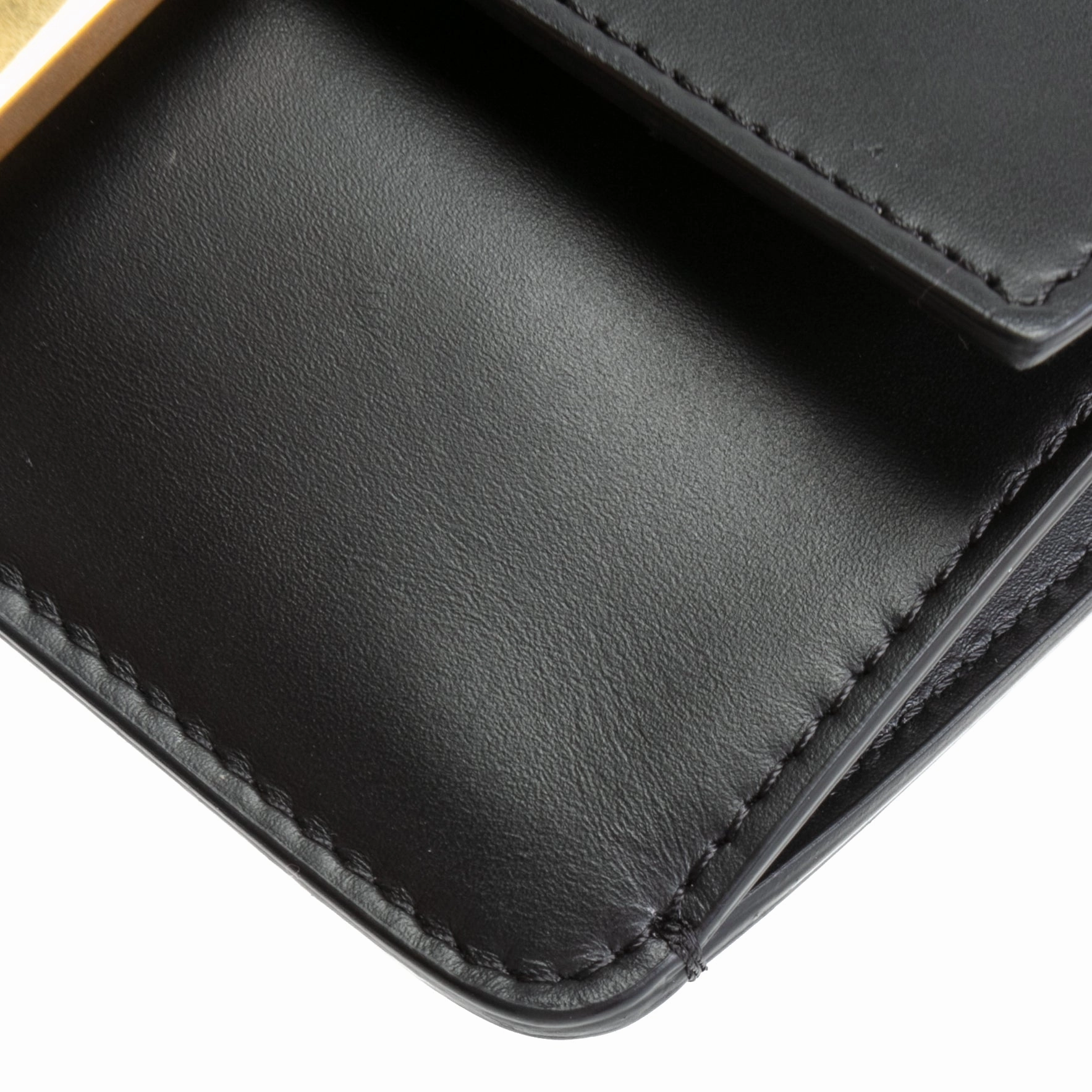 FENDI Flat Baguette Leather Mini Crossbody- Black