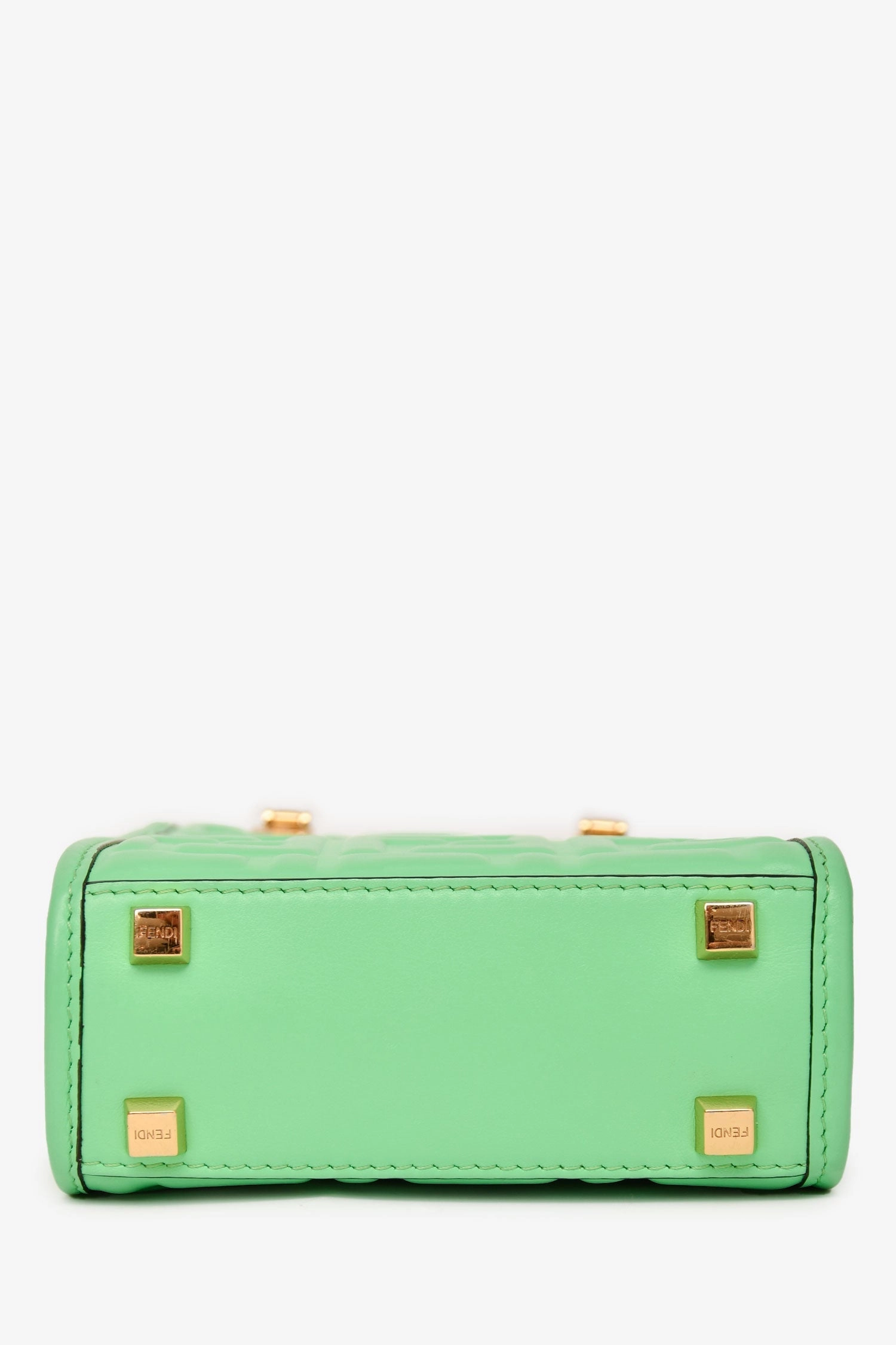 Fendi Green Logo Embossed 'Sunshine' Mini Shopper Tote