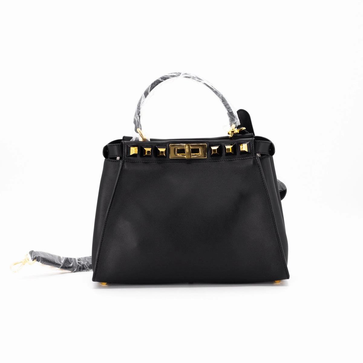 Fendi Peekaboo Medium Calfskin Studded Black GHW