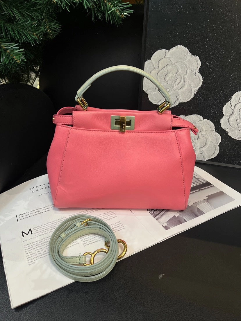 Fendi Peekaboo Pink Blue Crossbody Bag