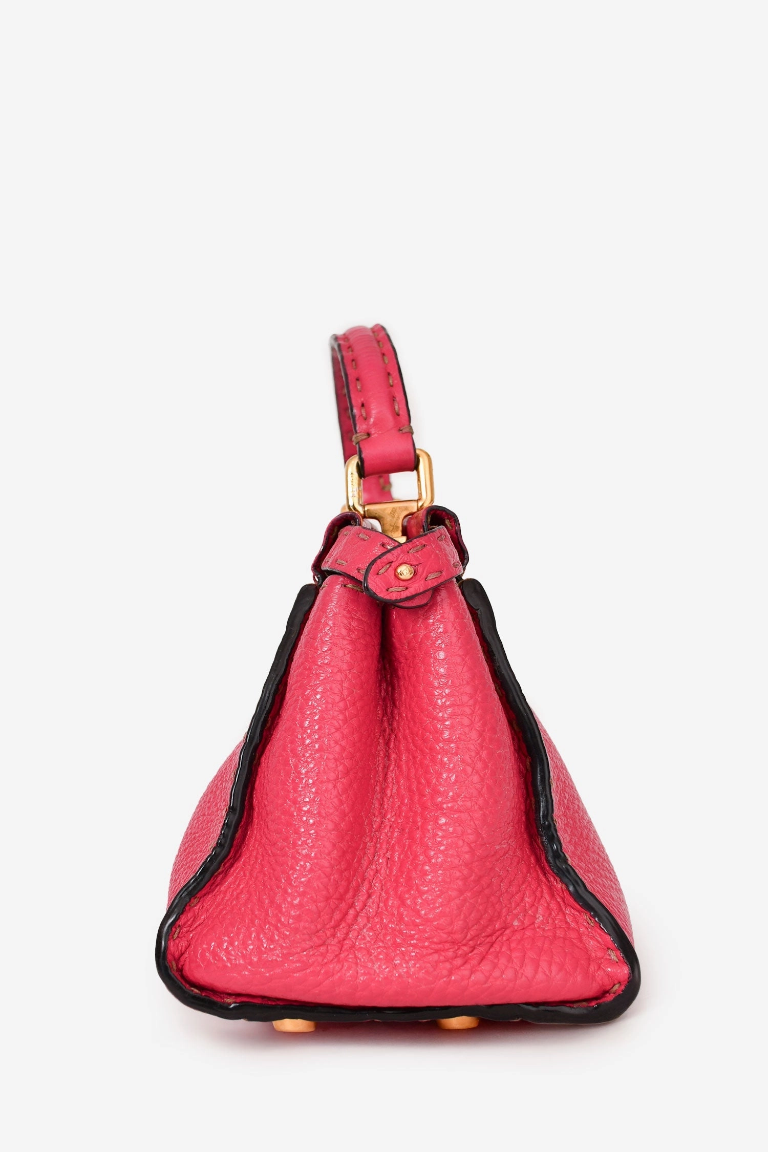 Fendi Pink Grained Leather Mini Selleria Peekaboo Top Handle with Strap