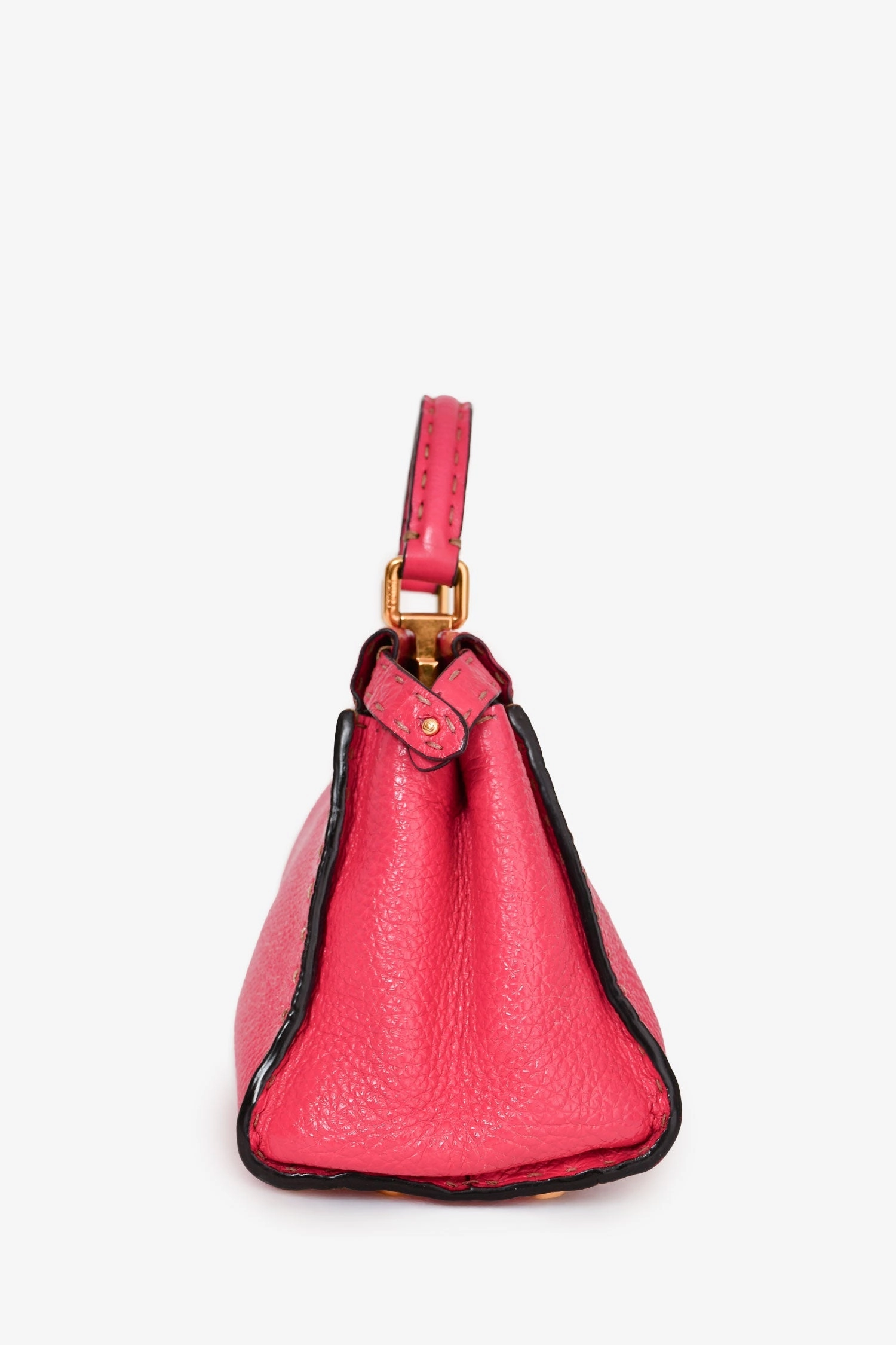 Fendi Pink Grained Leather Mini Selleria Peekaboo Top Handle with Strap