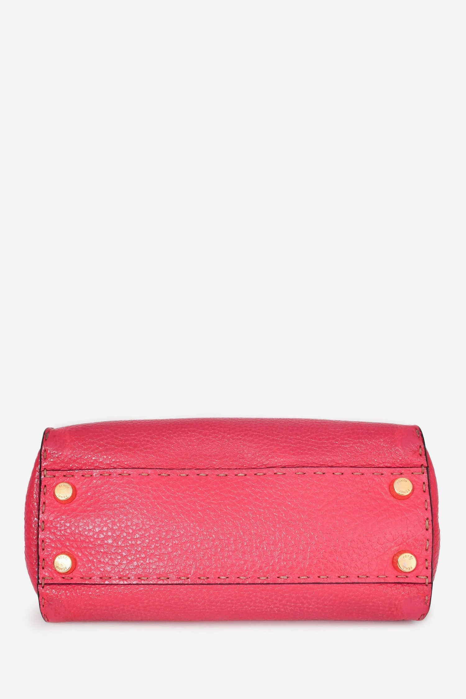 Fendi Pink Grained Leather Mini Selleria Peekaboo Top Handle with Strap