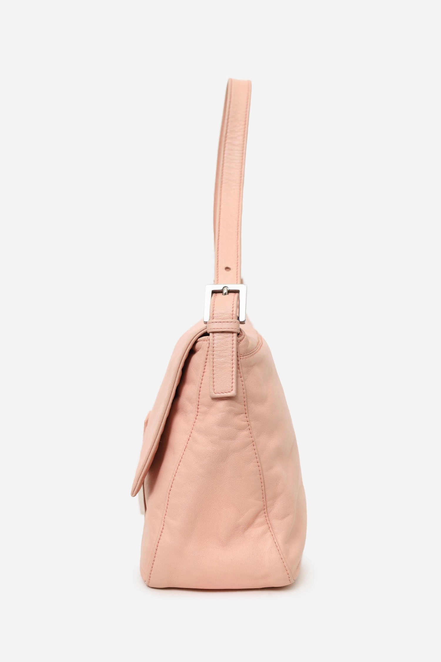 Fendi Pink Lambskin Large Mama Forever BaguetteShoulder Bag with Insert