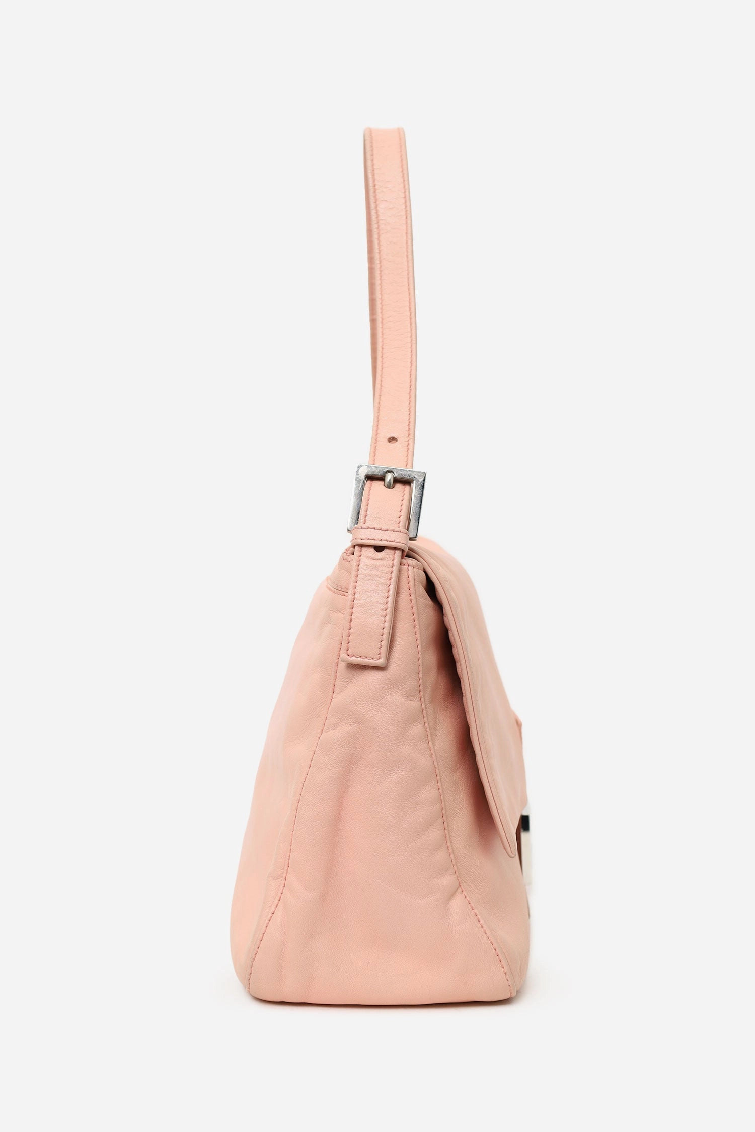Fendi Pink Lambskin Large Mama Forever BaguetteShoulder Bag with Insert