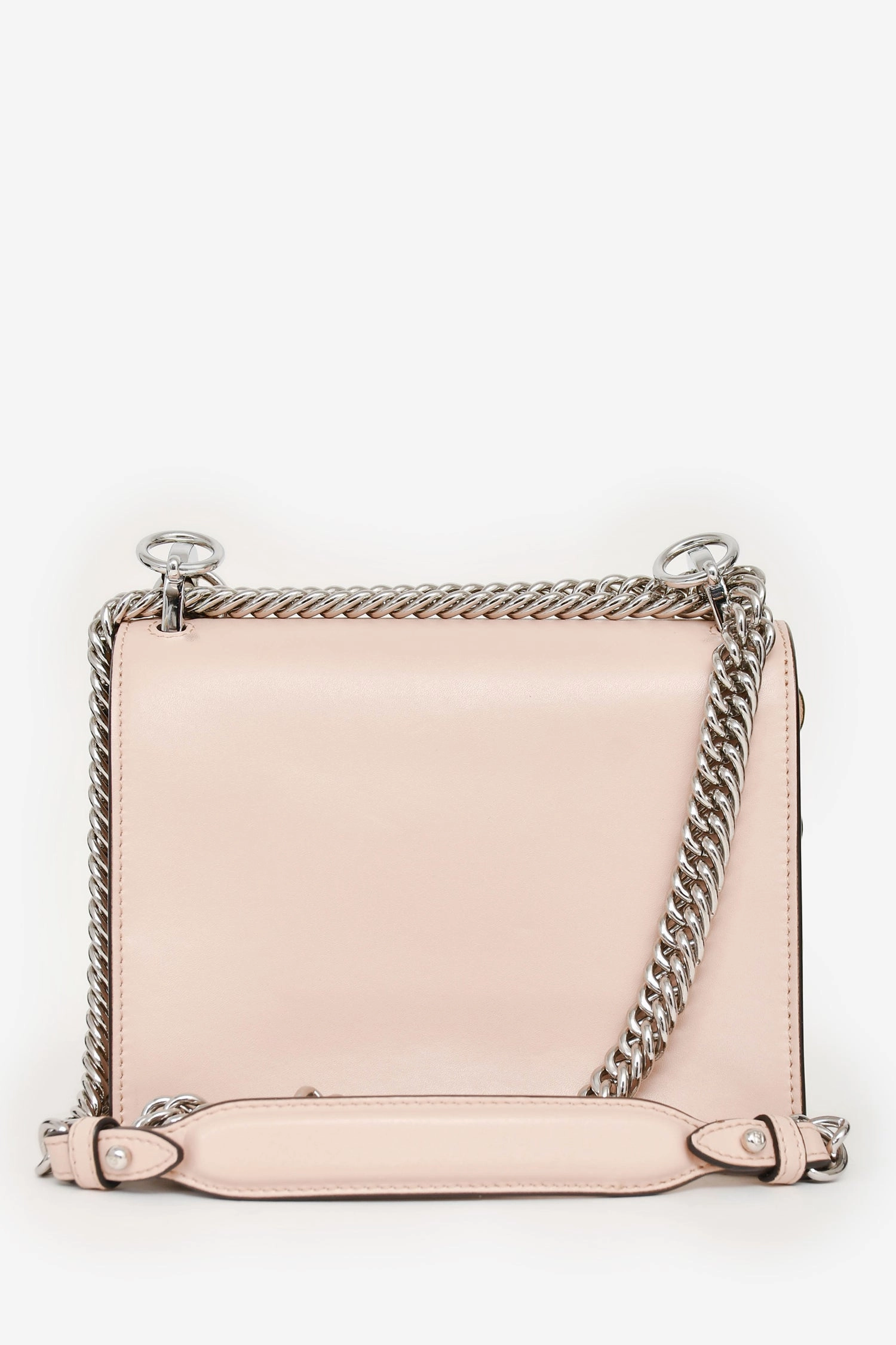 Fendi Pink Leather Scalloped Studded Small Ken I Crossbody Bag