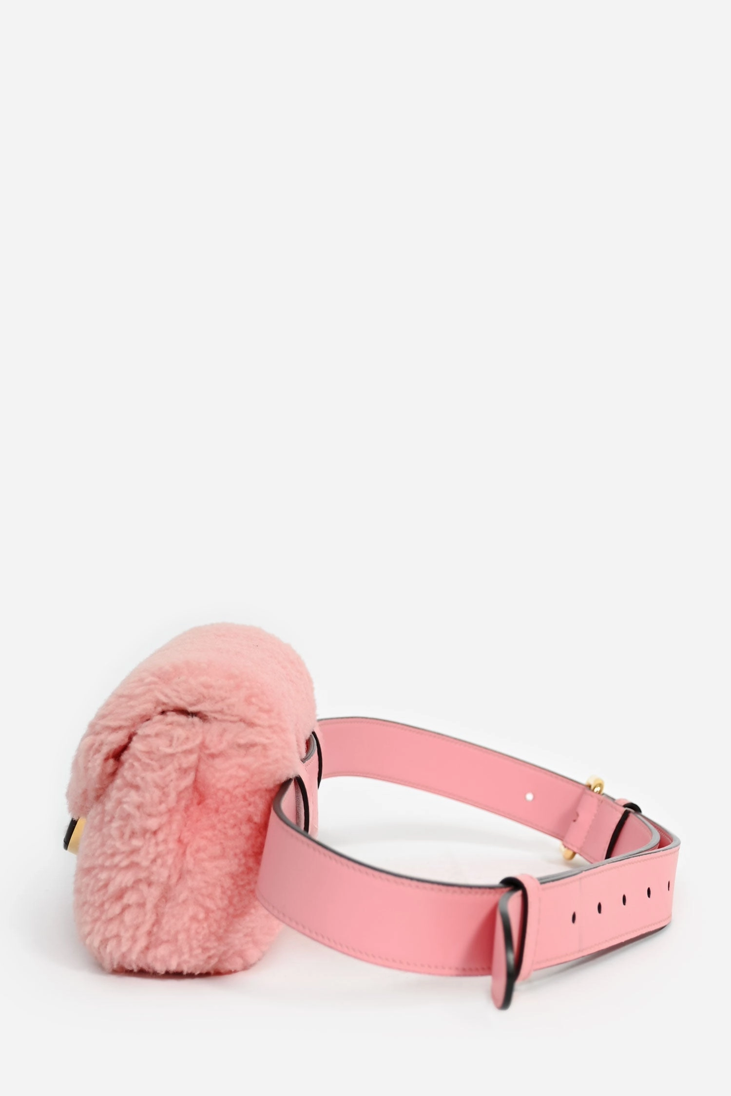 Fendi Pink Shearling/Leather "F" Belt Bag